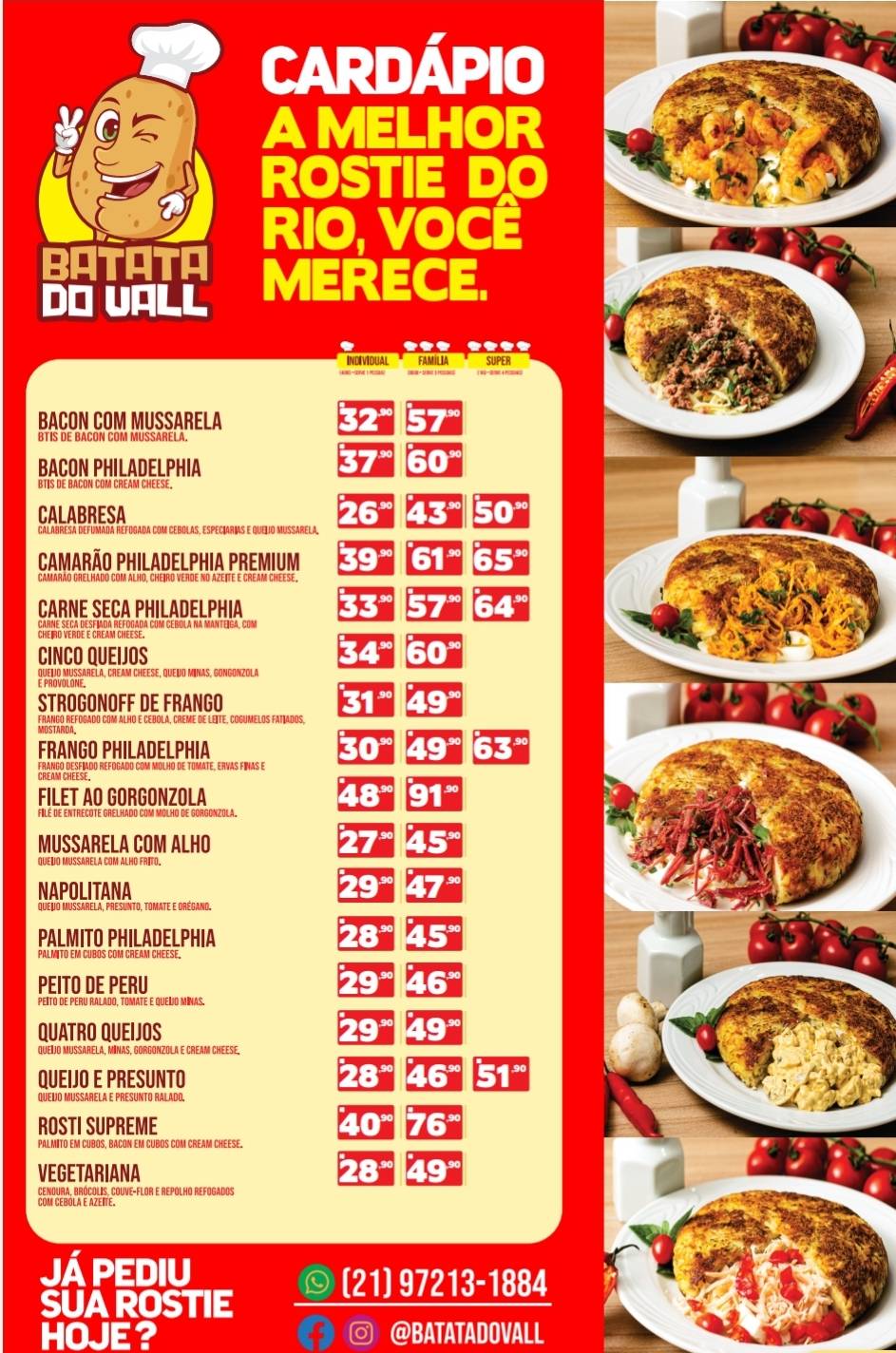 Batata do Vall RJ - Batata Rostie cardápio