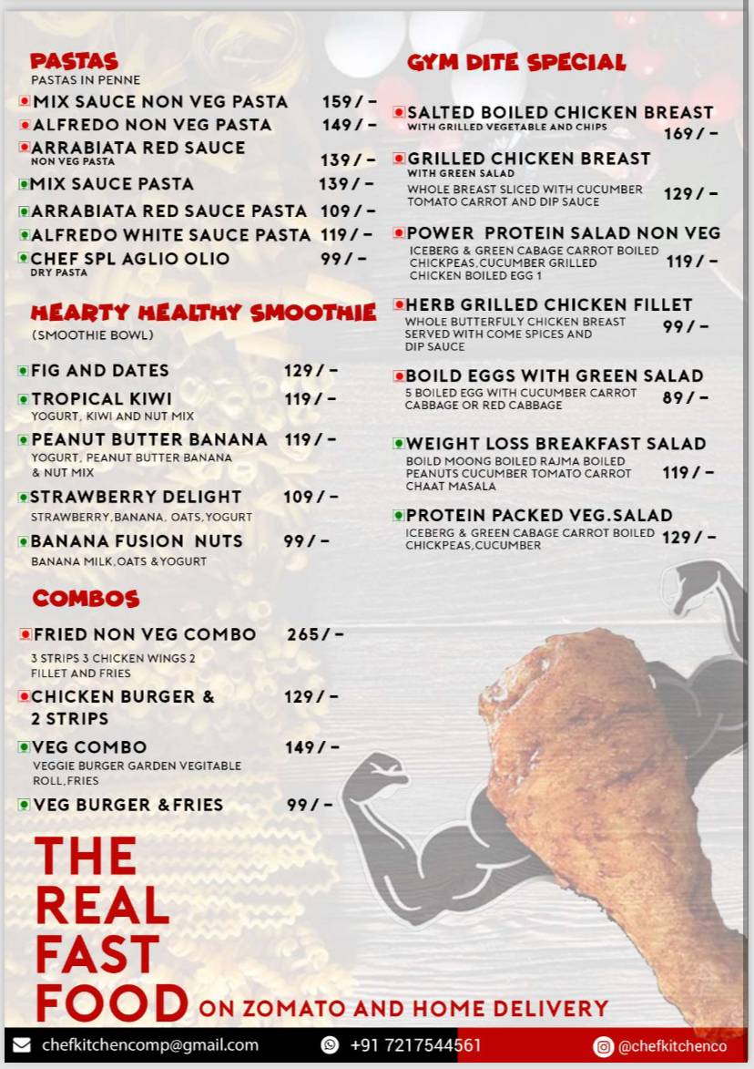 Chef Kitchen Co. menu