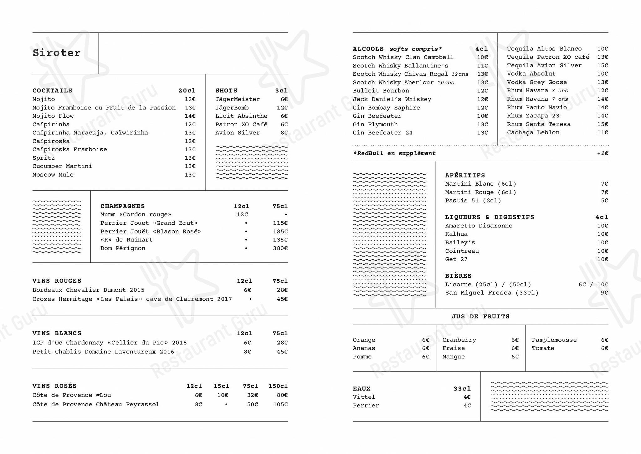 Menu pour Le Flow - Крафт меню