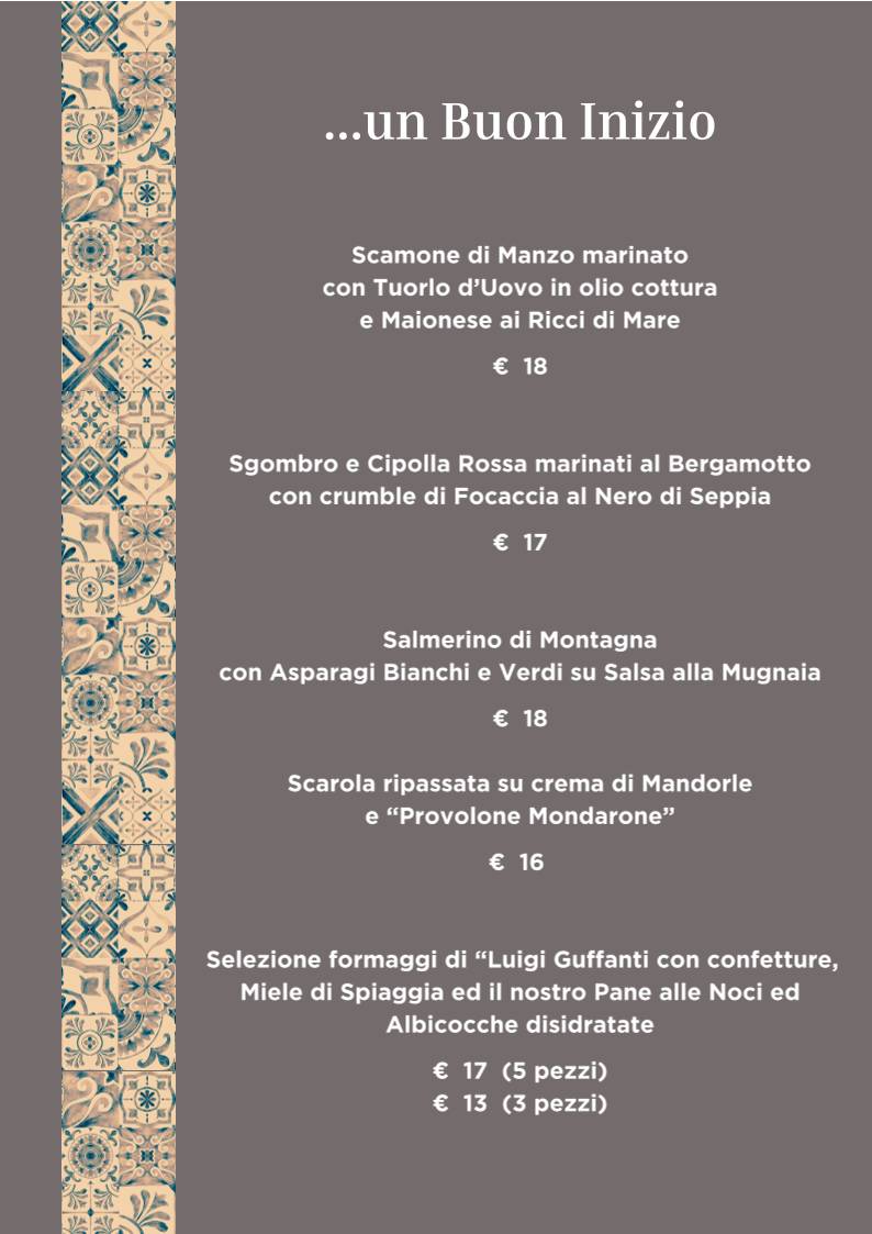 Menu di Cuore e Midollo Ristorante Gallarate 