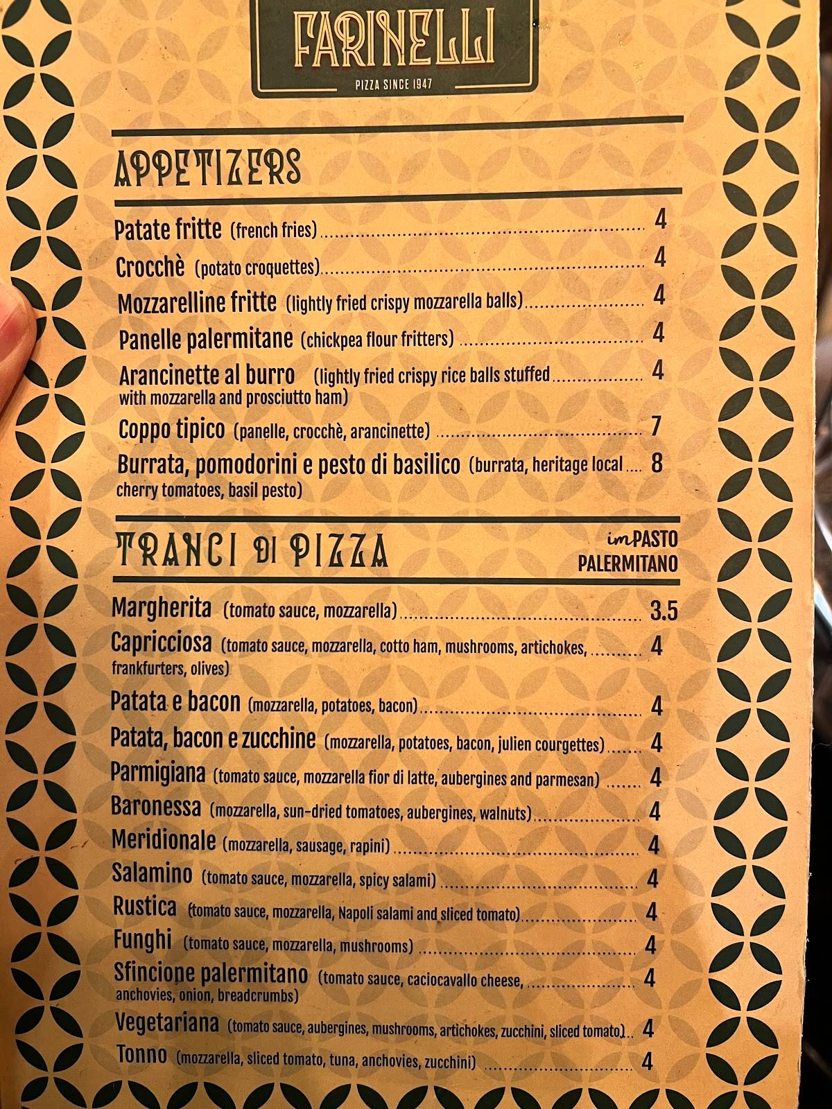 Menu di FARINELLI 