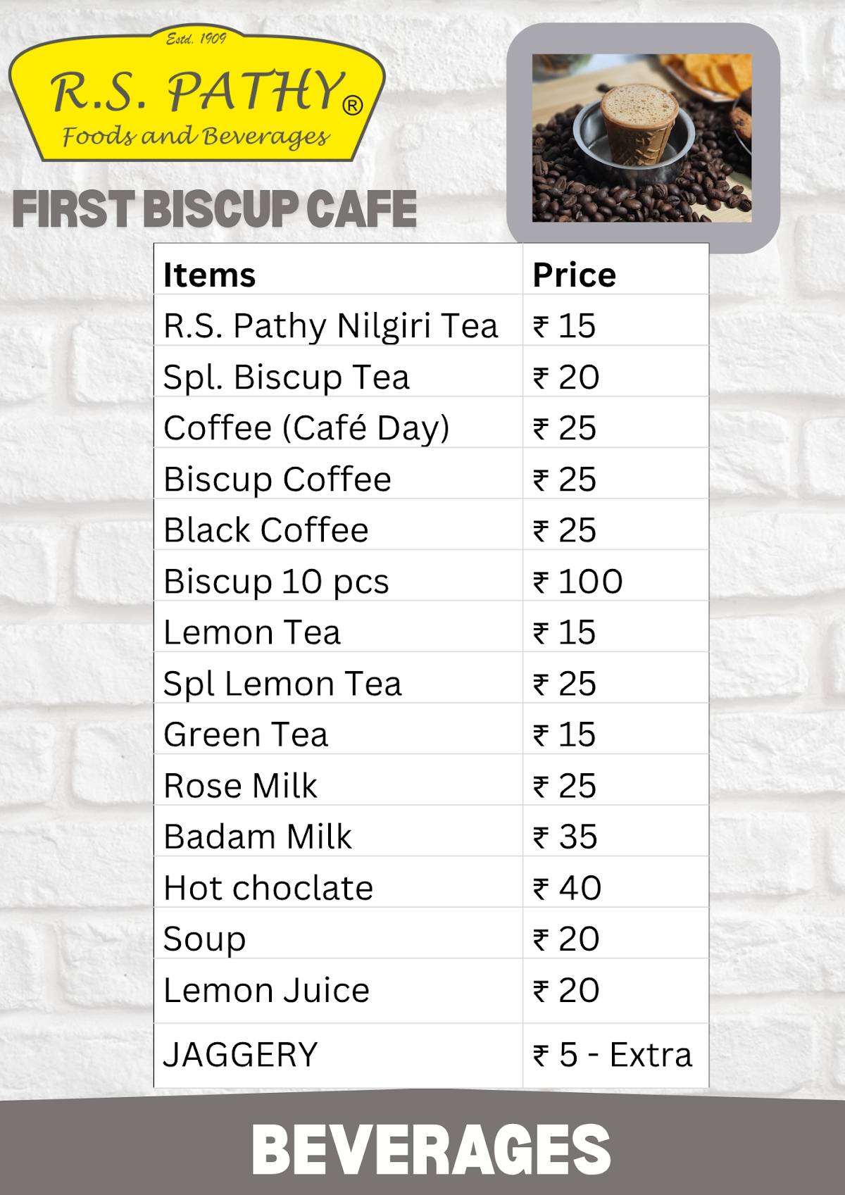 First BISCUP CAFE menu