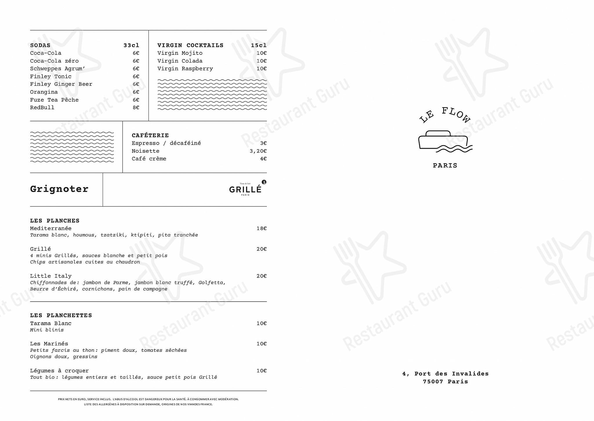 Крафт меню pour Le Flow boite de nuit