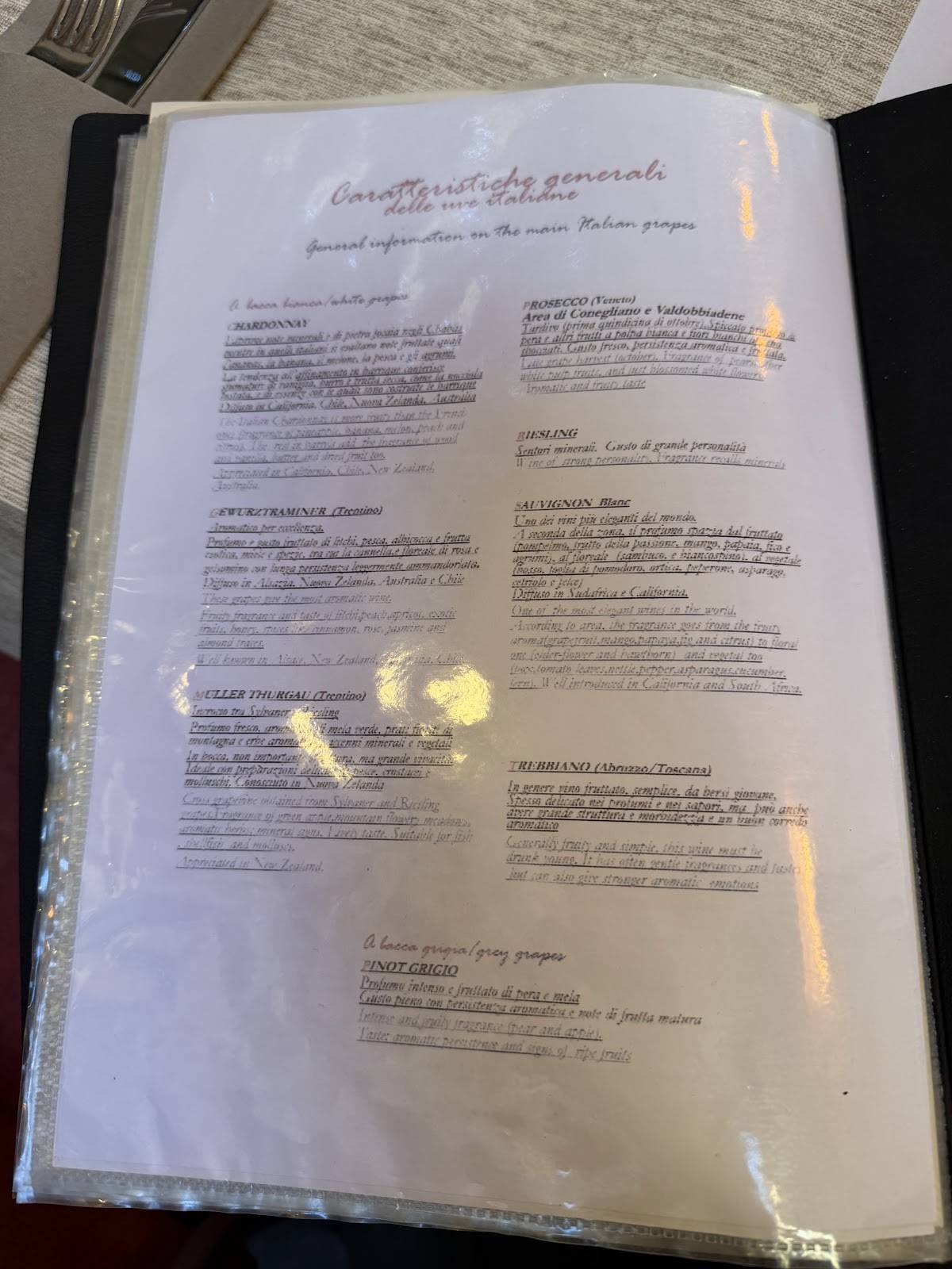 Menu di Grill e Wine 