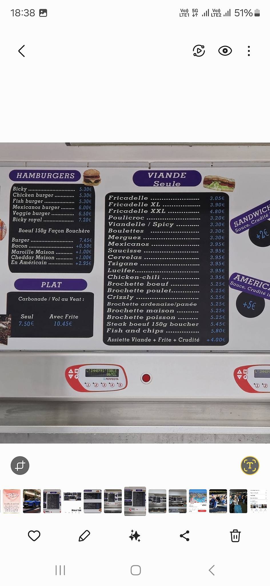 Menu de L'innéfri'table friterie wasquehal