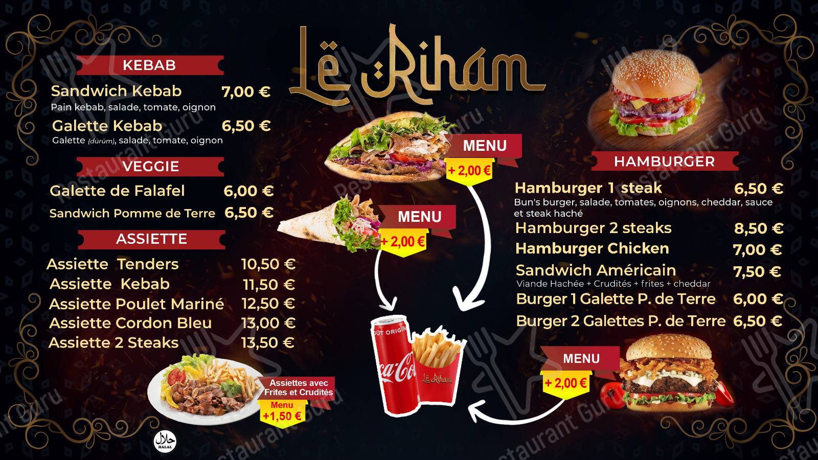 Découvrez le menu pour Le Riham