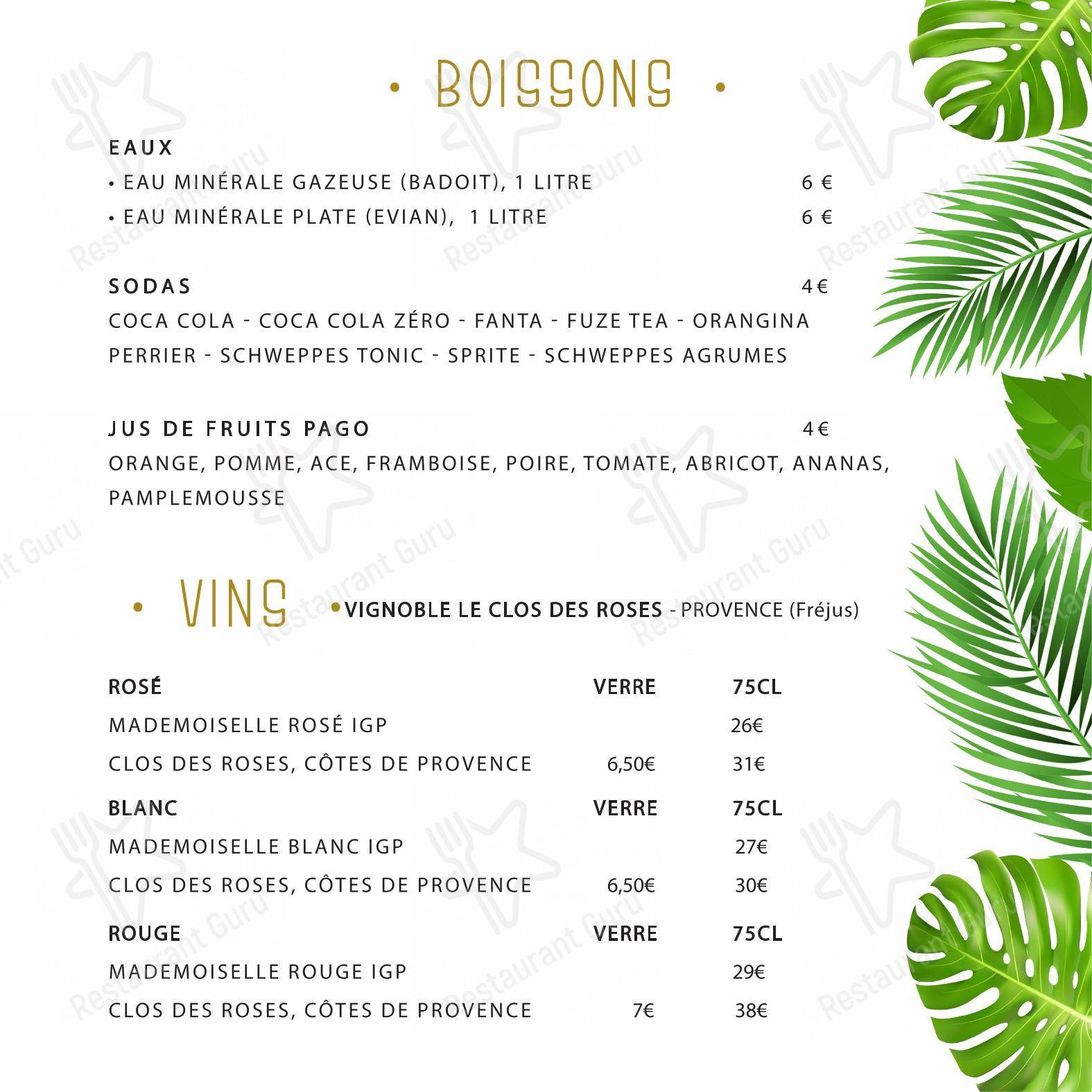 Menu bar pour Le Touring Hotel-Restaurant dans Saint-Raphaël