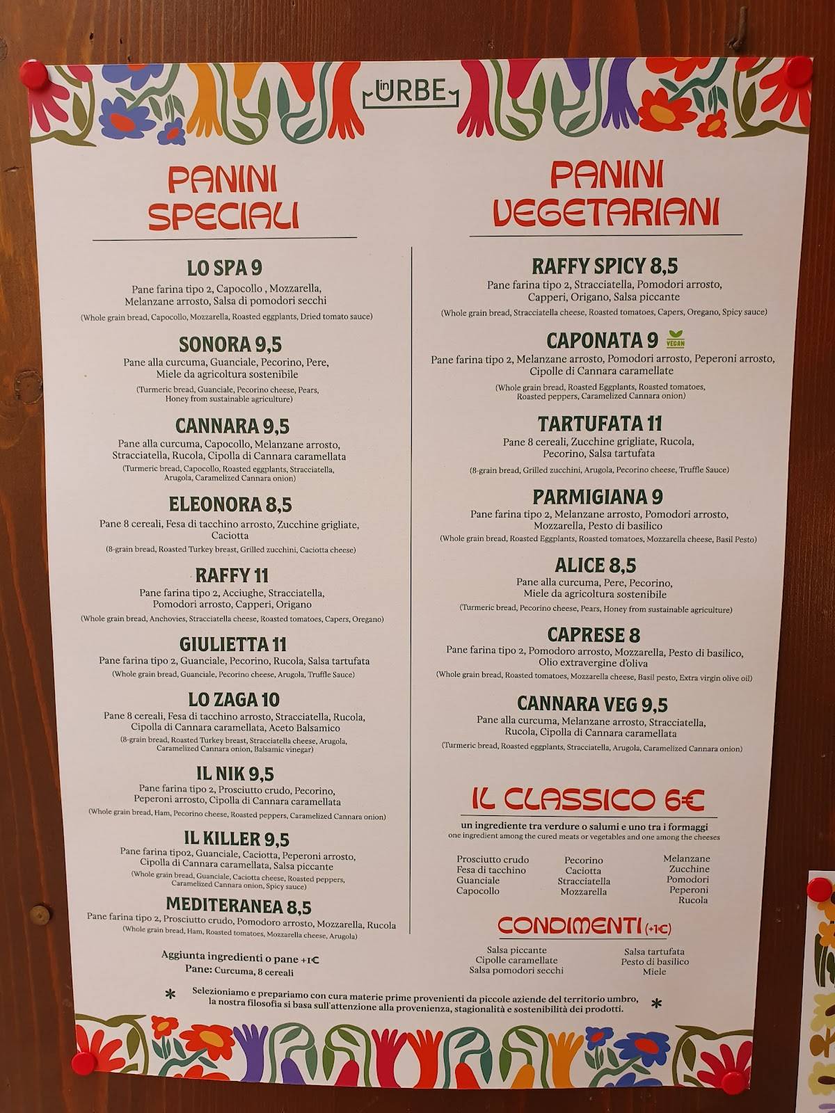 Menu di Locanda In Urbe 
