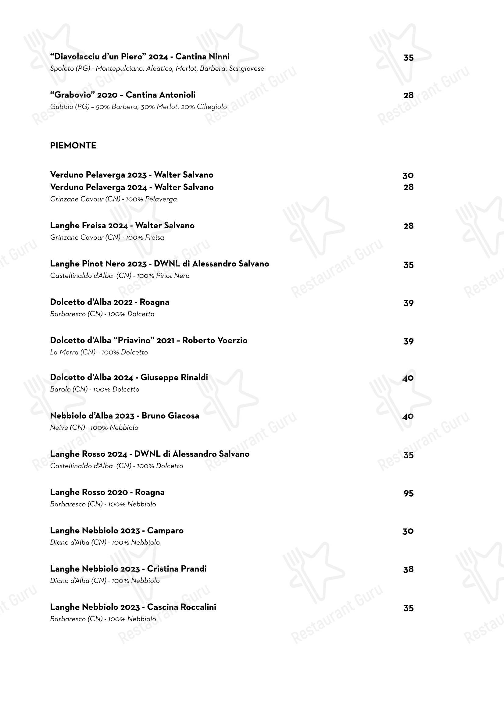 Menu per Luce Ristorante in Perugia