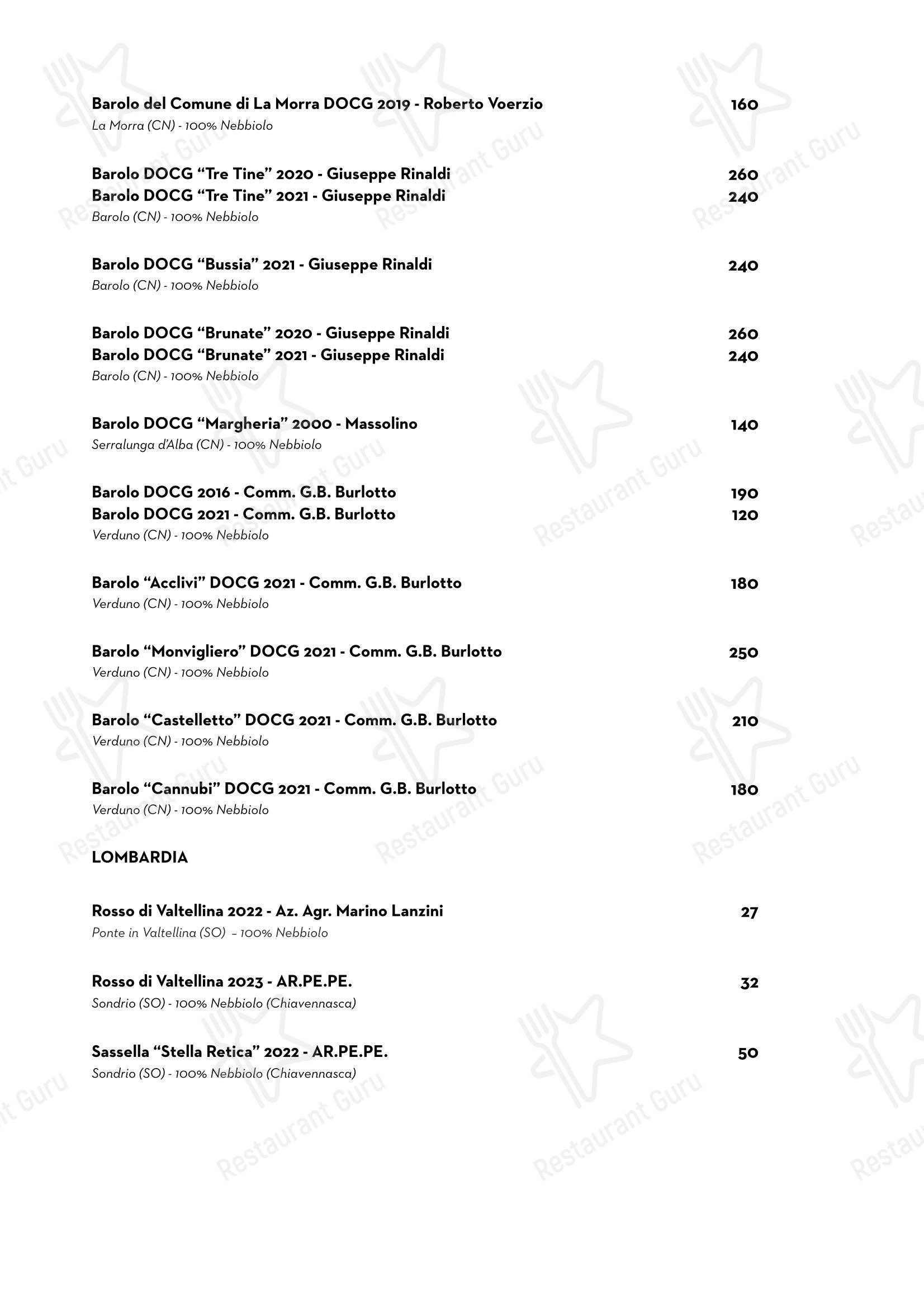 Menu per Luce Ristorante in Perugia