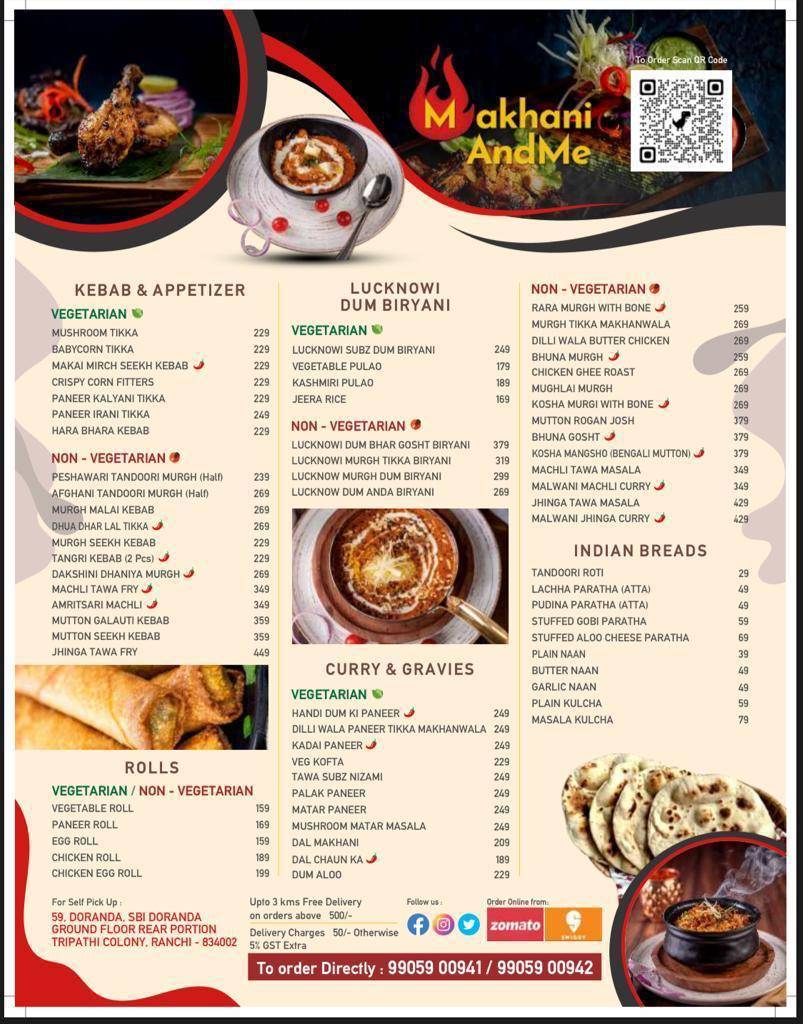 MakhaniAndMe menu