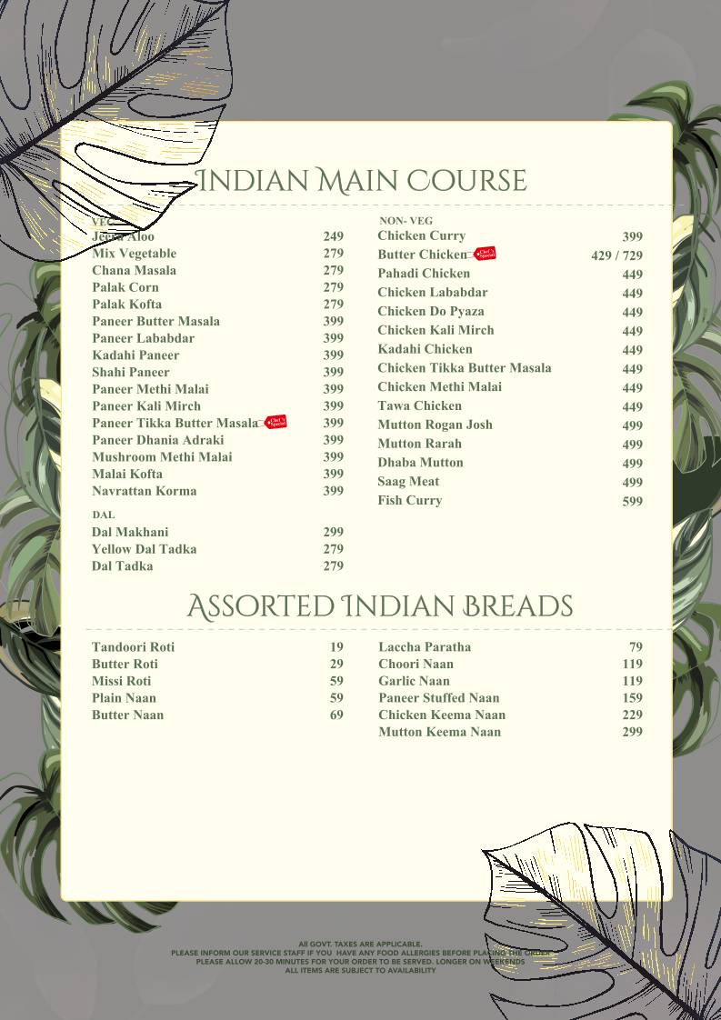 Mama's Rasoi menu
