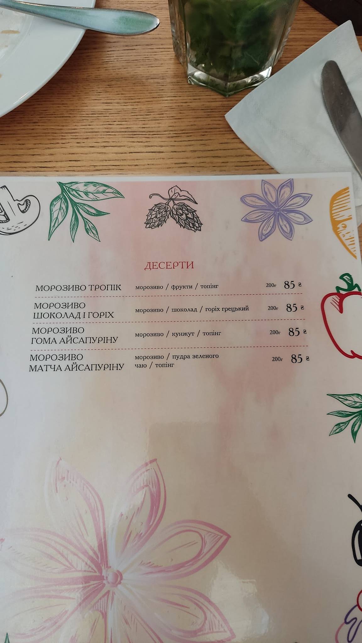 Menu de Мацурі
