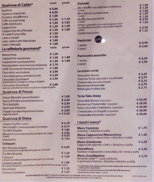 Menu di McCafe 
