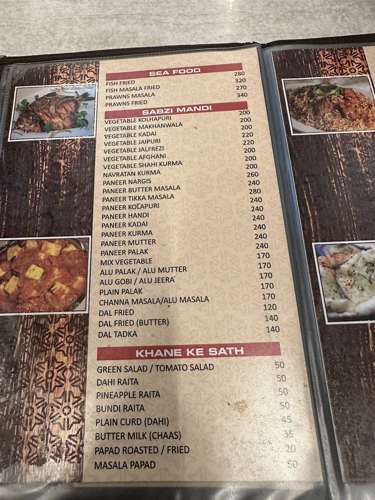 Moti Mahal menu