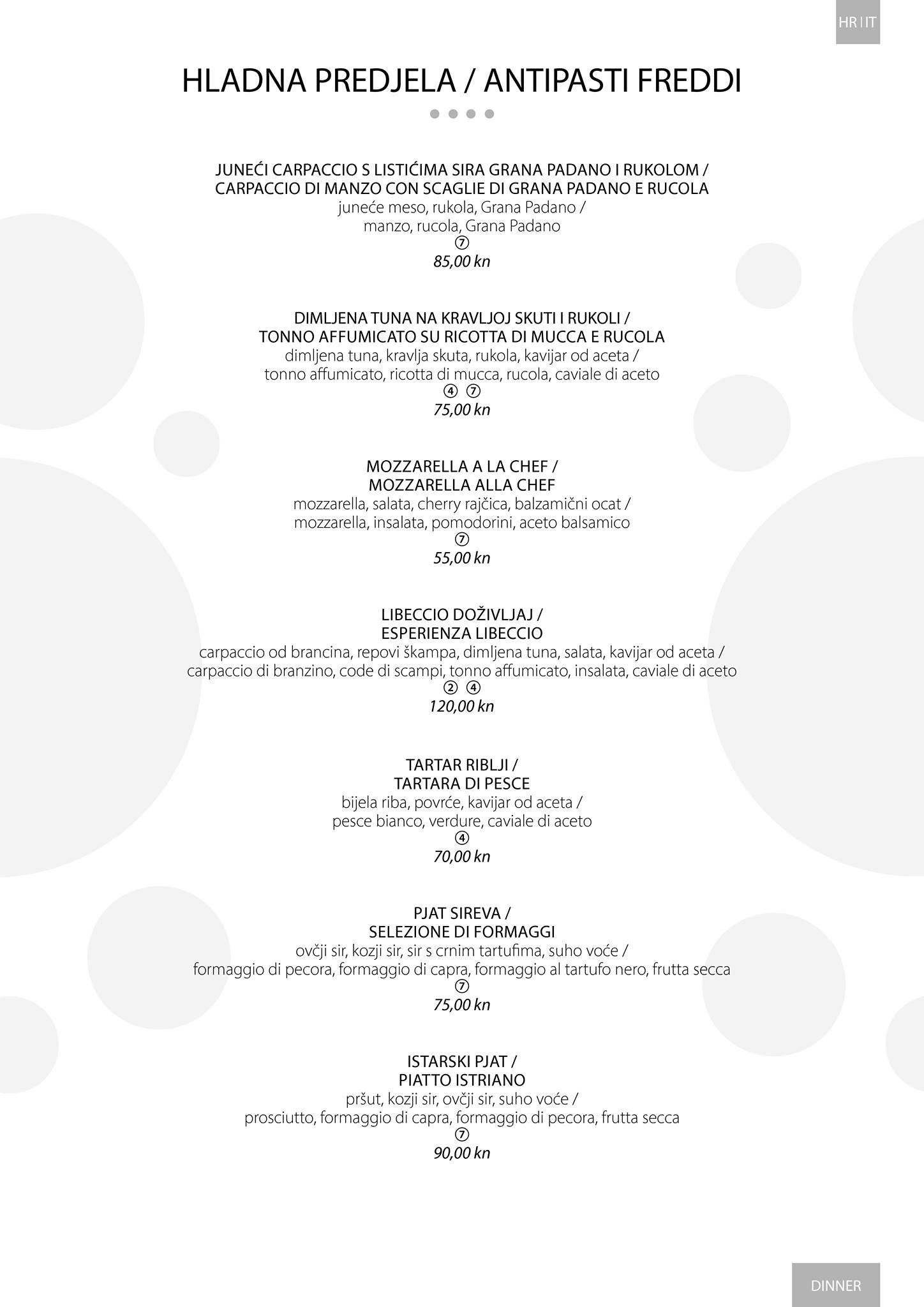 Menu di Libeccio Restaurant & Bar 