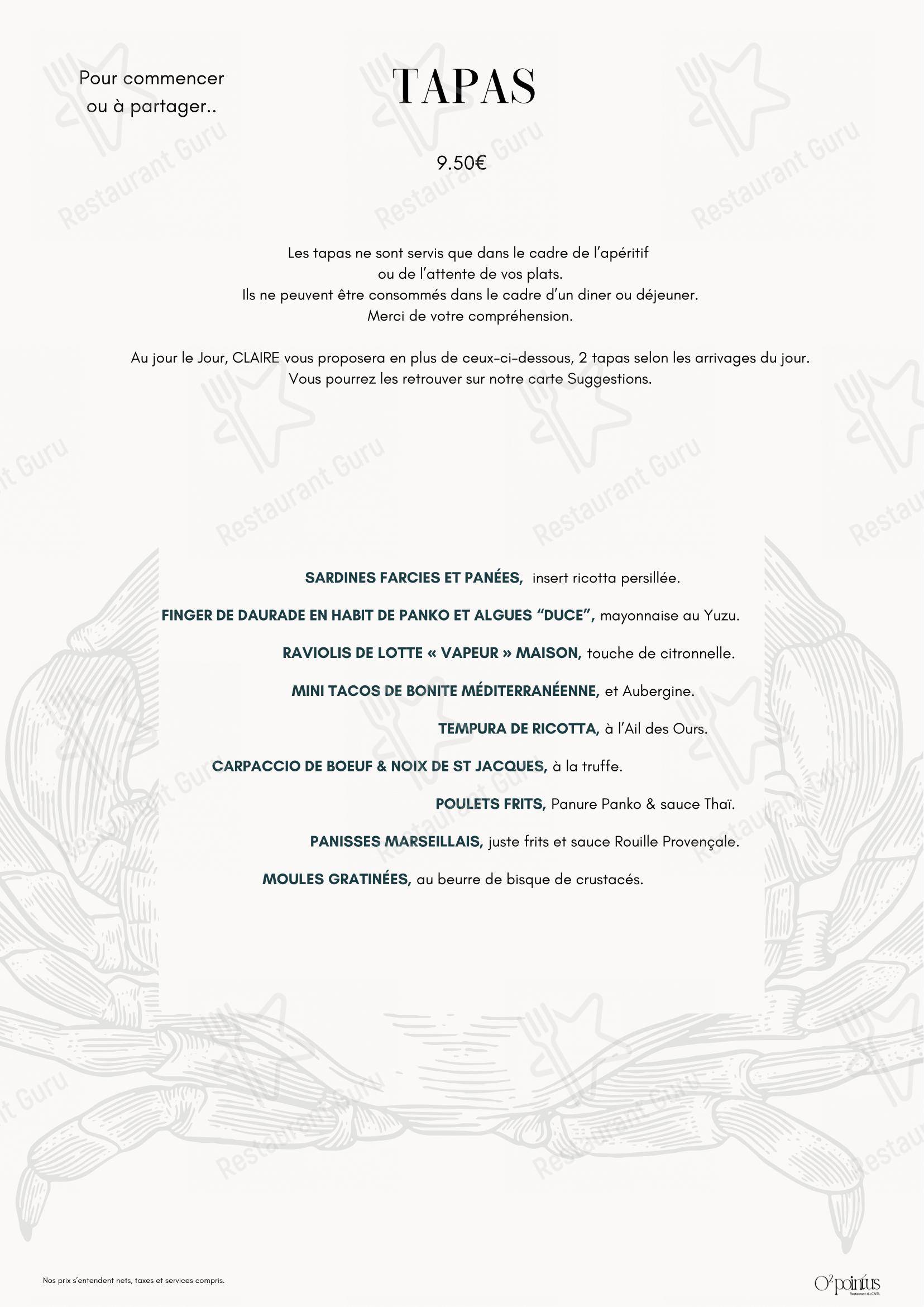 O'2 Pointus dans Marseille - Menu bar