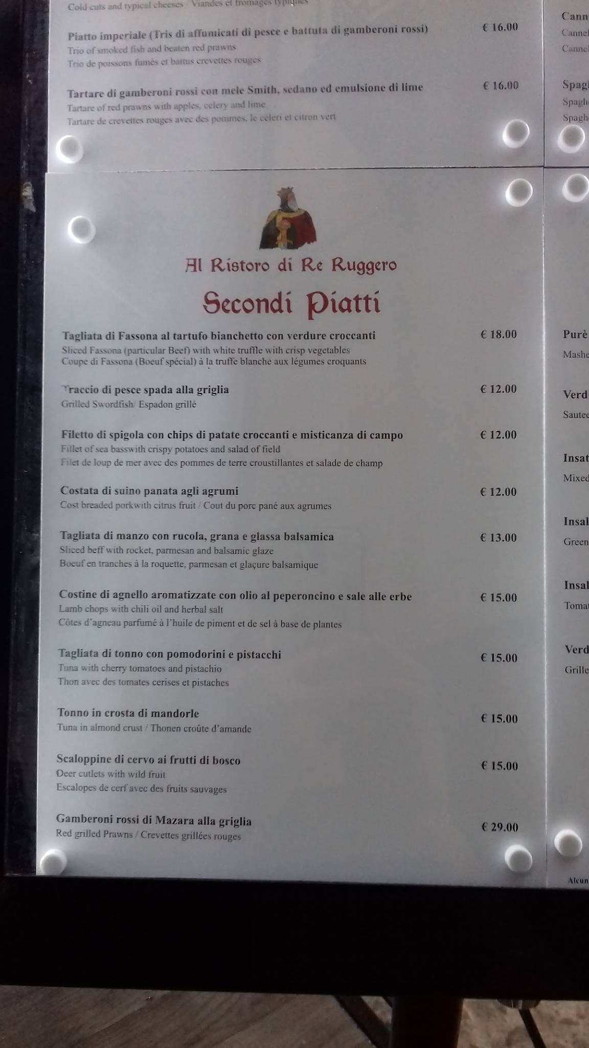 Menu di Al Ristoro Di Re Ruggero 