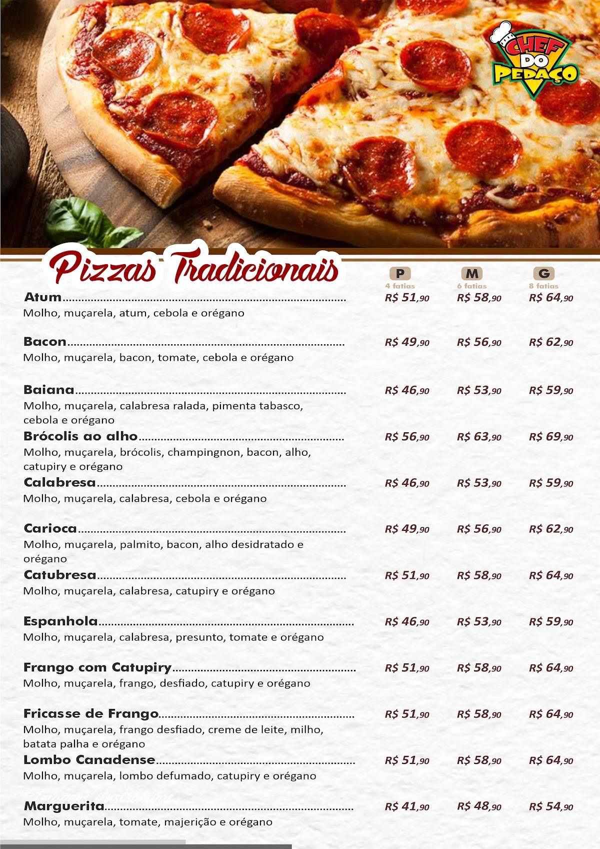 Chef do Pedaço - Rio Verde cardápio