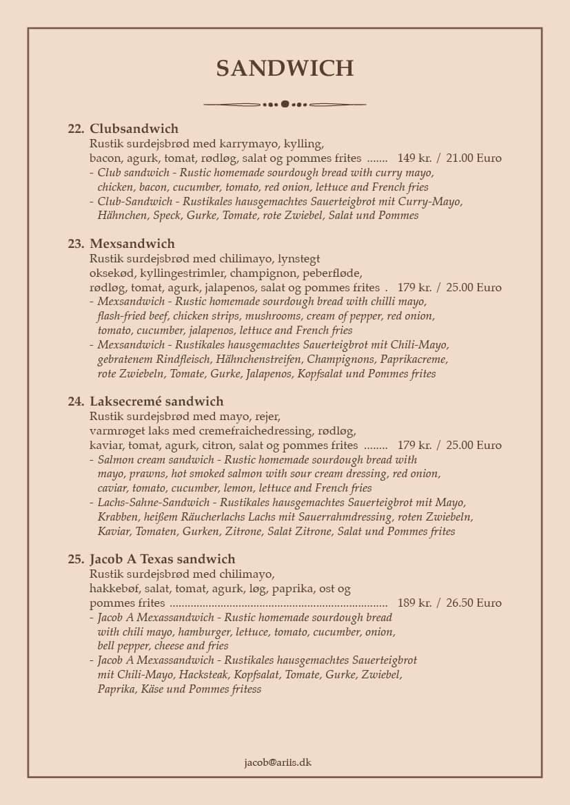 Menu de Restaurant Jacob A. Riis