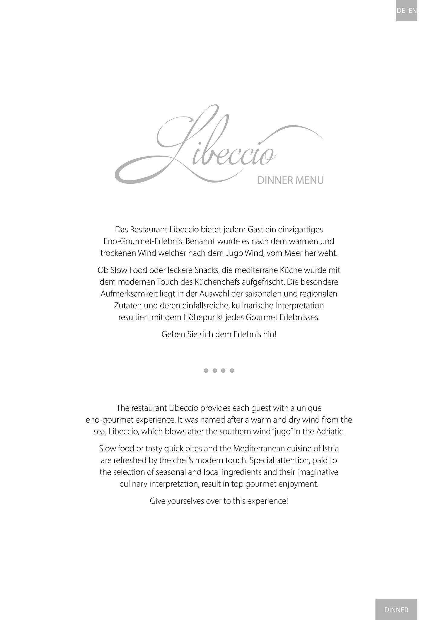 Menu di Libeccio Restaurant & Bar 