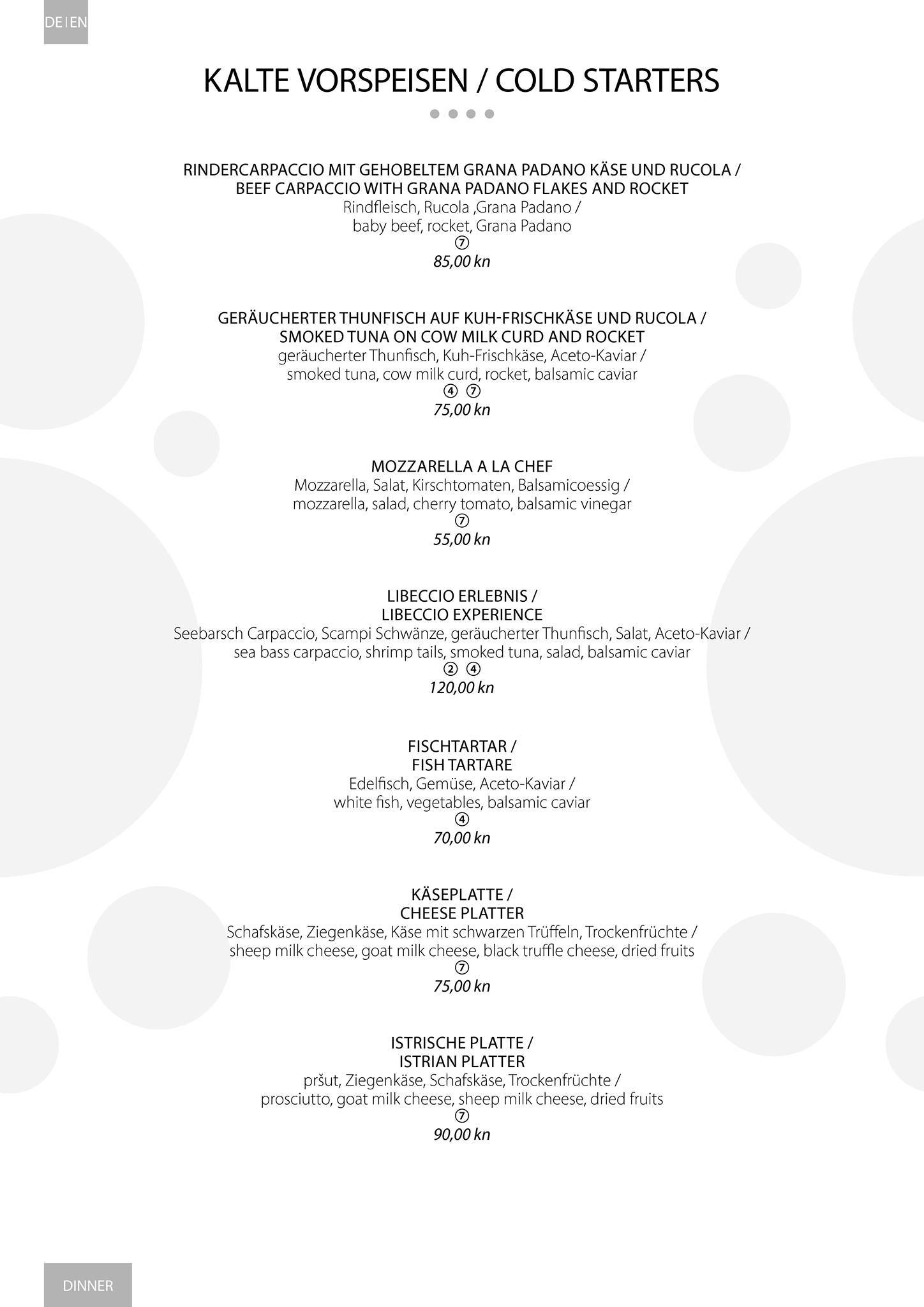 Menu di Libeccio Restaurant & Bar 