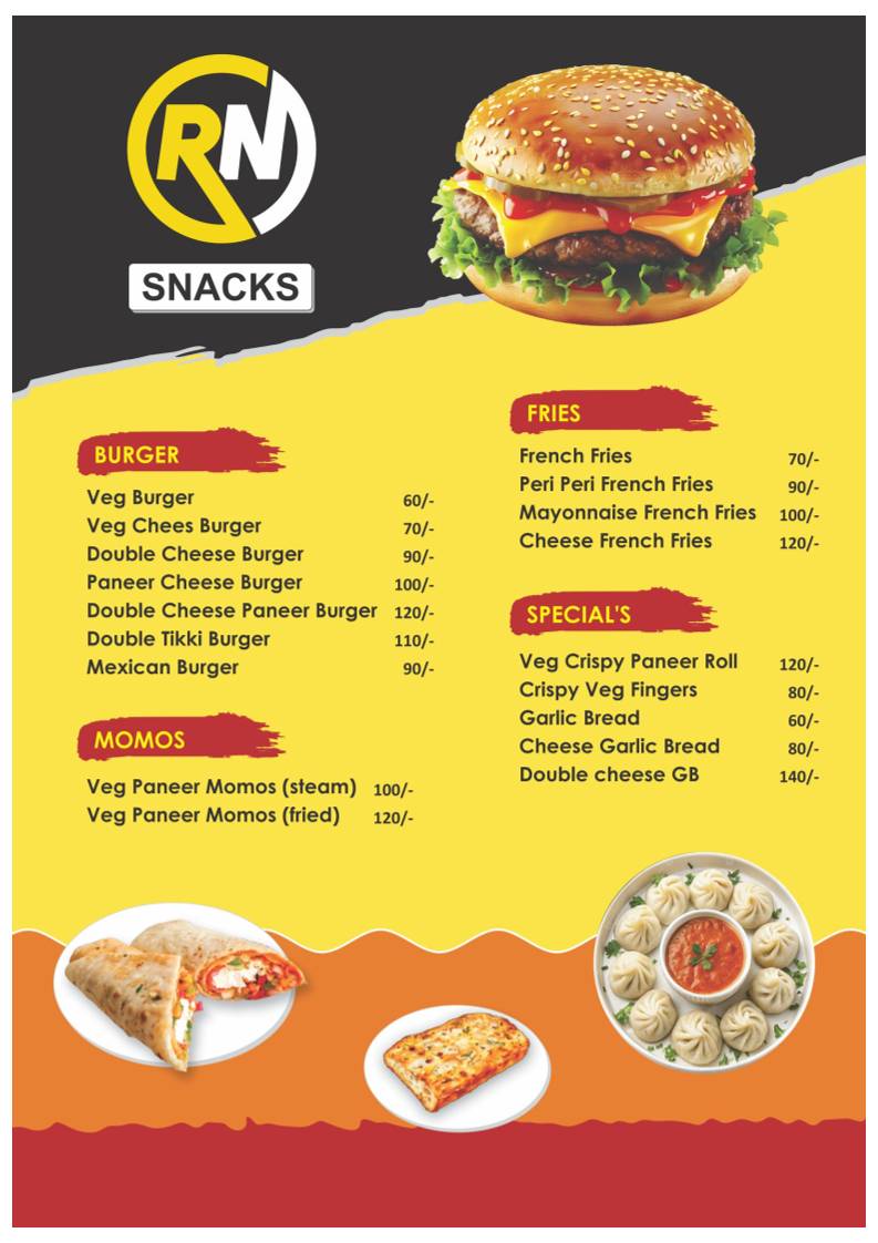 R N Snack Center menu