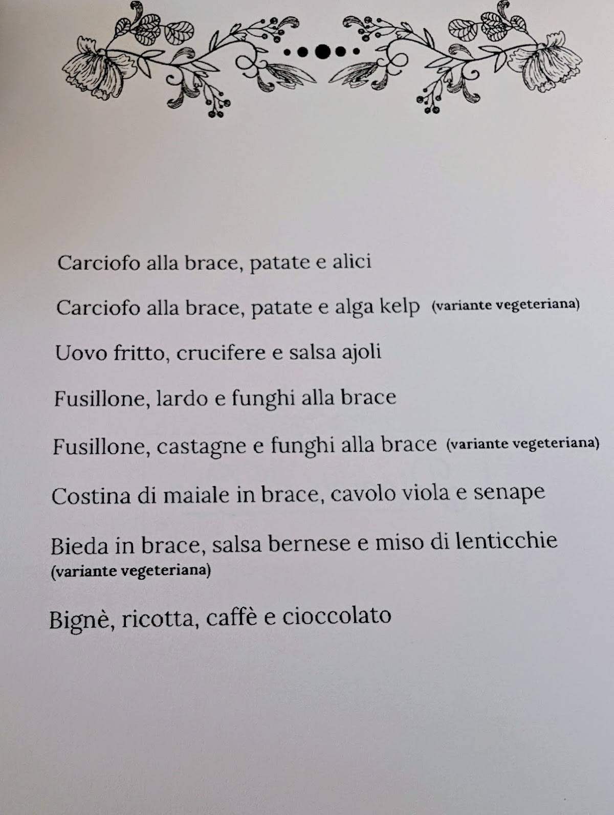 Menu di Ristorante Riccioli d'Oro 