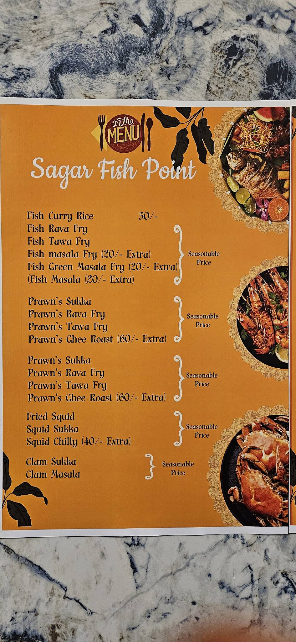 Sagar Fish Point menu