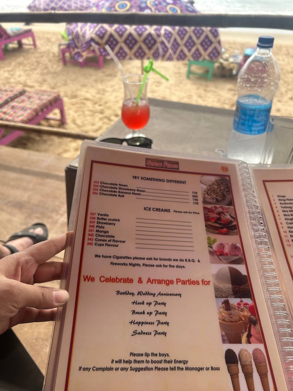 Stringfellos menu