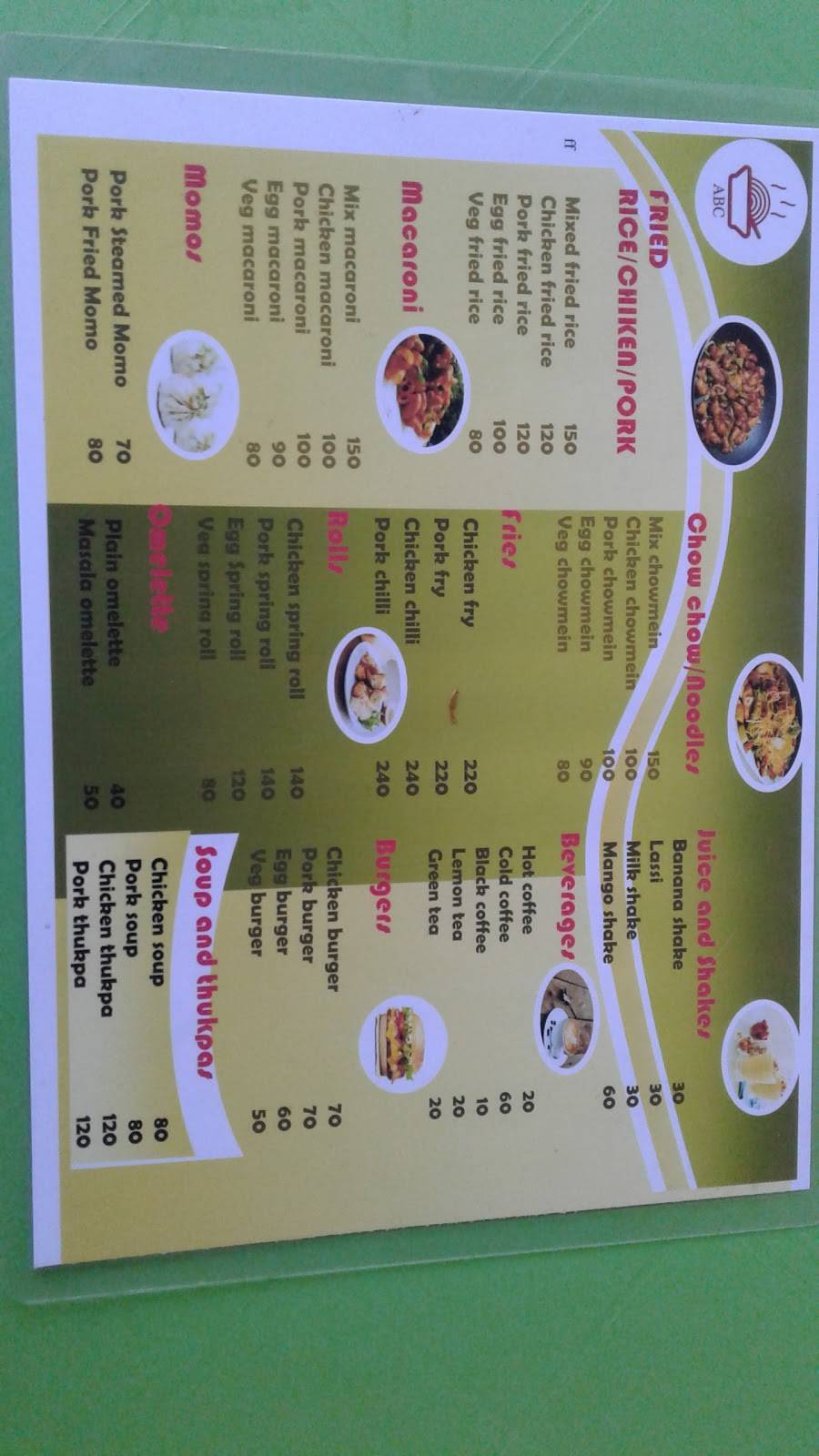 ABC Fast Food menu