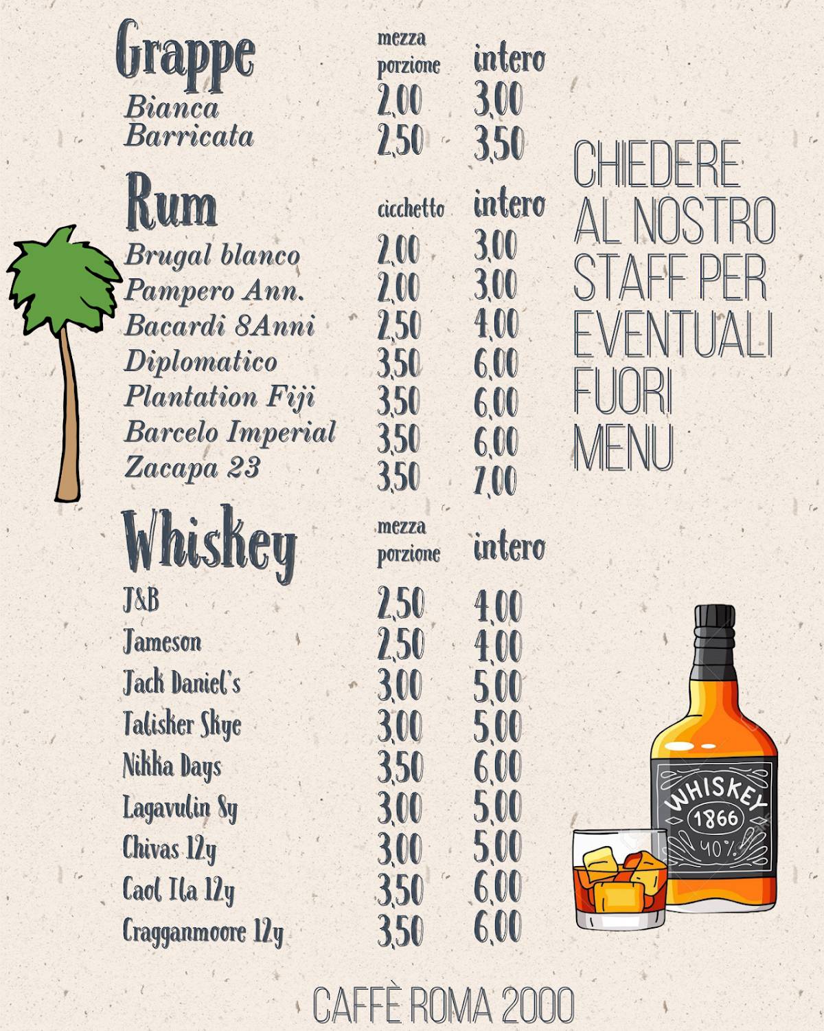 Menu di Caffè Roma 2000 