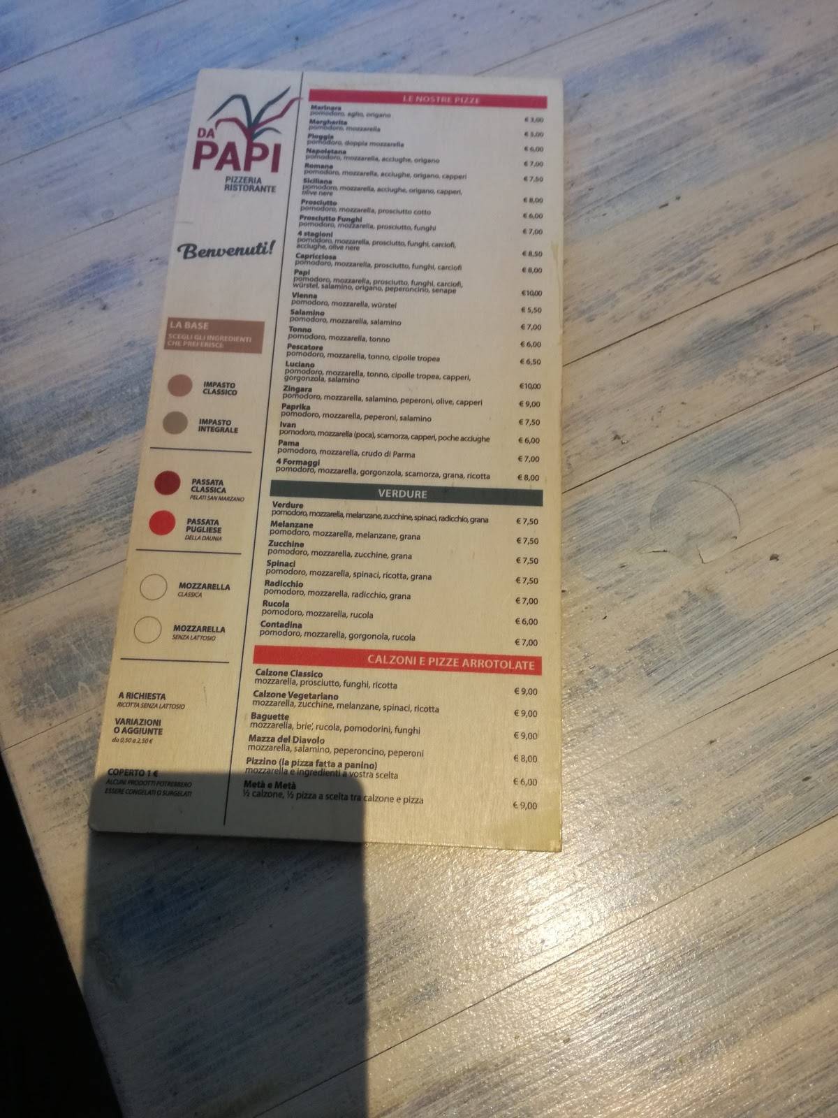 Menu di Da Papi 