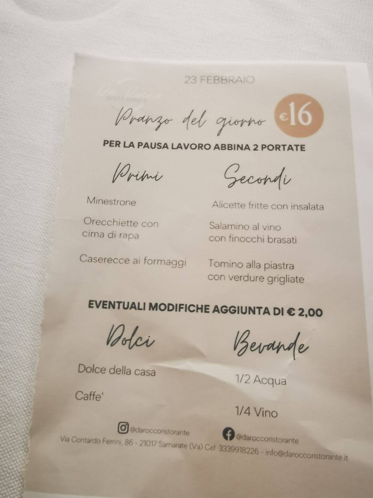 Menu di Da Rocco Ristorante 