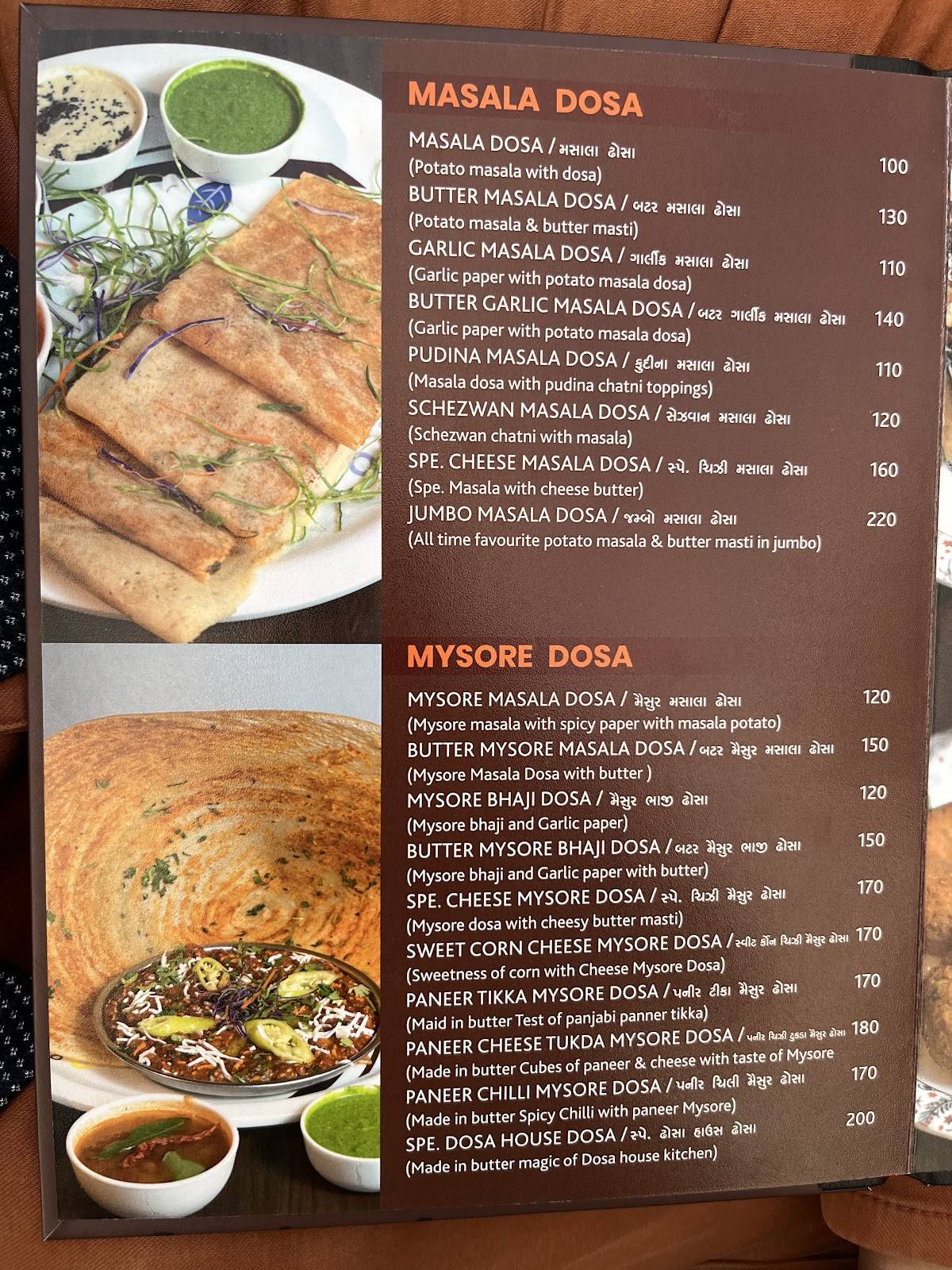 Dosa House Rajkot menu