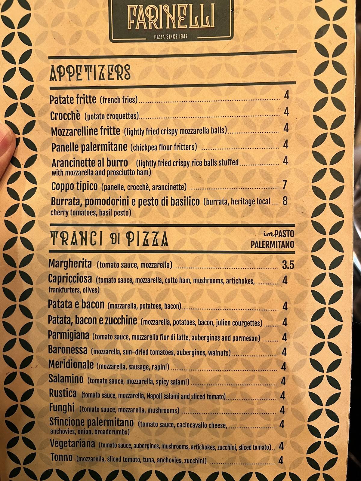 Menu di FARINELLI 