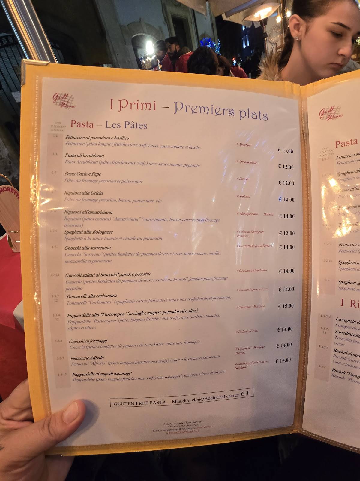 Menu di Grill e Wine 