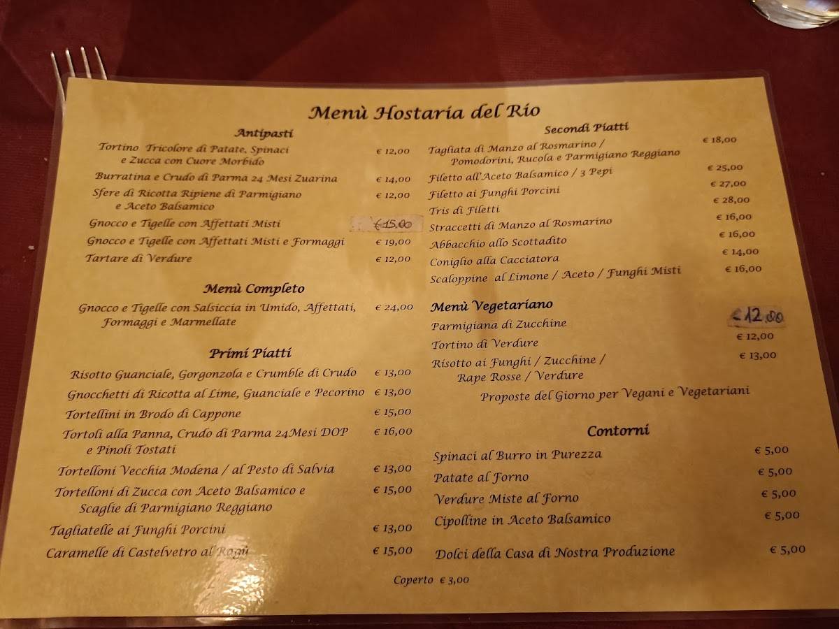 Menu de Hostaria Del Rio