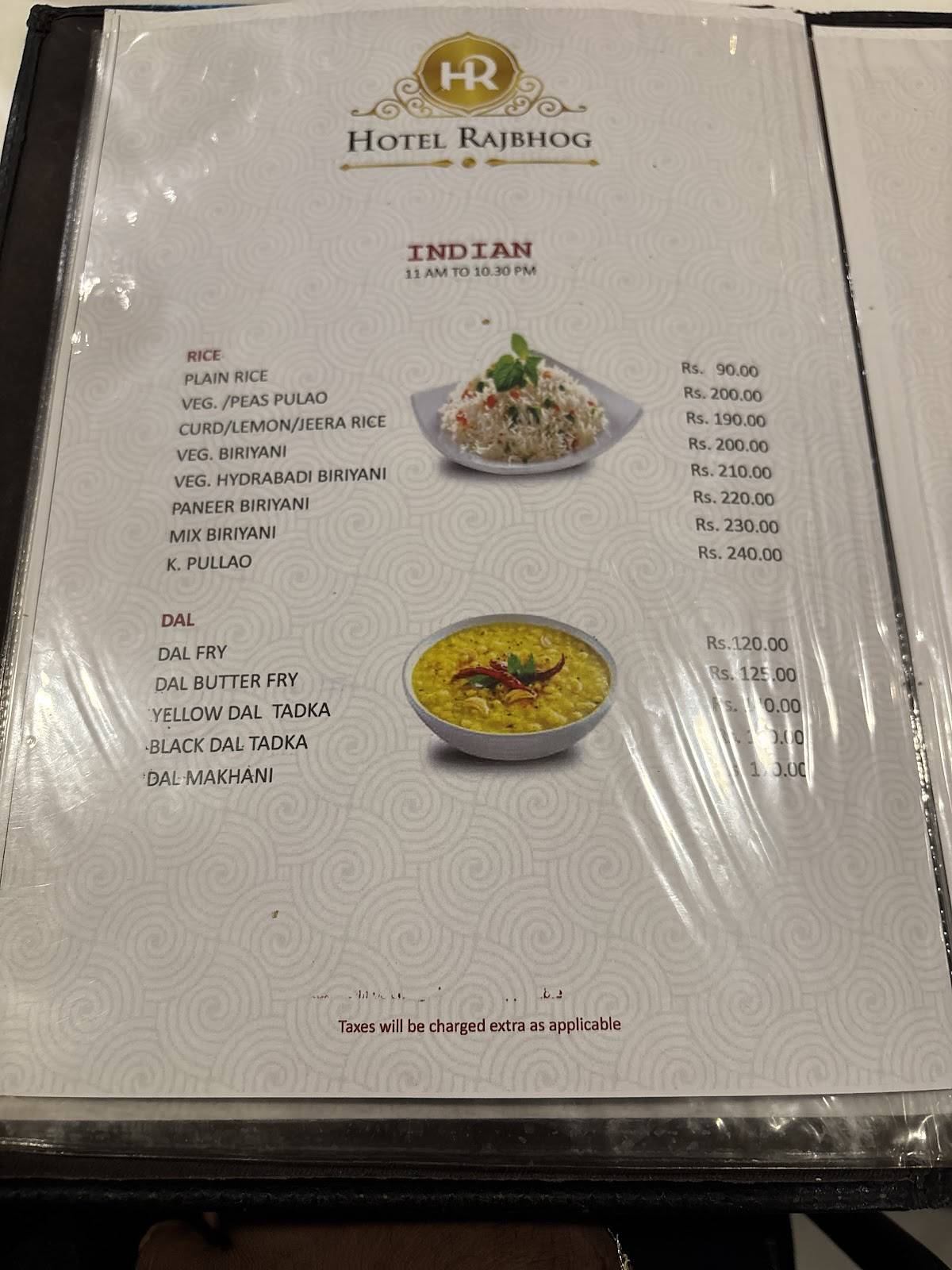 Hotel Rajbhog menu