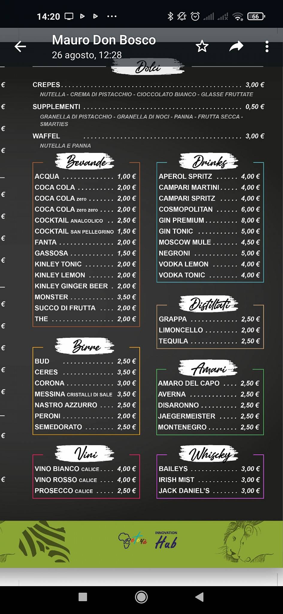 Menu di Innovation hub 