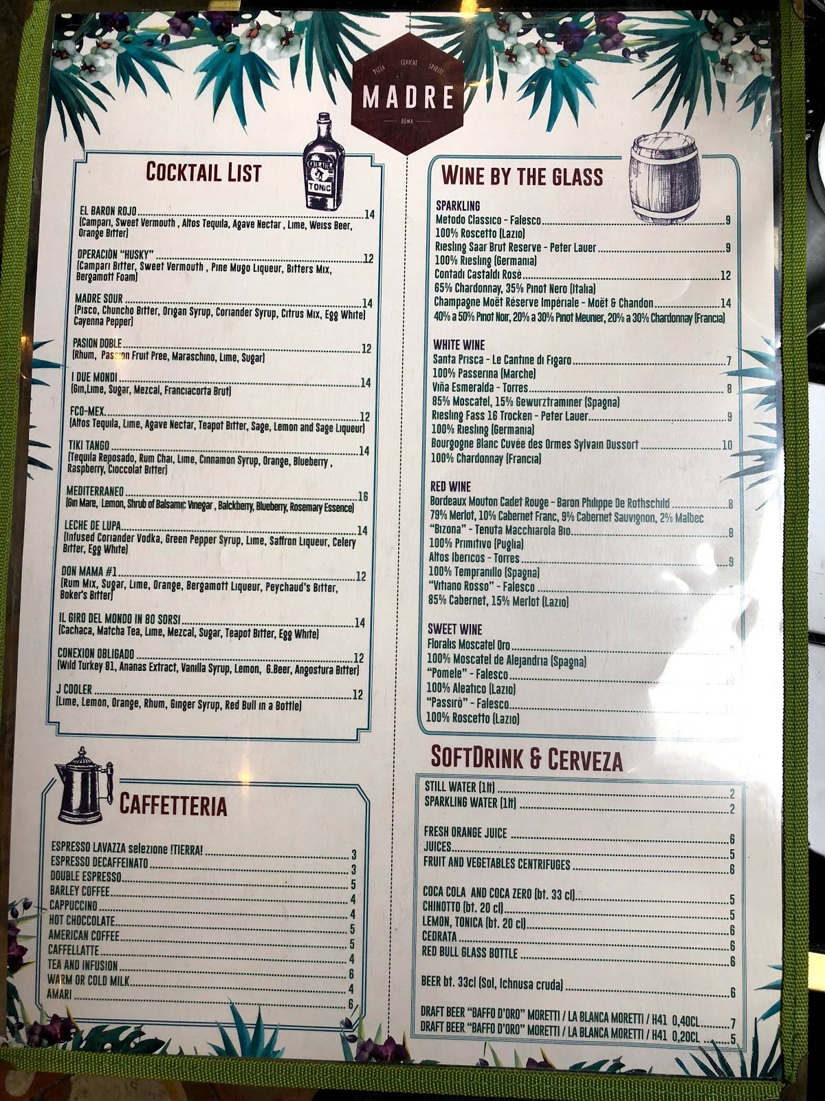 Menu di Madre Roma 