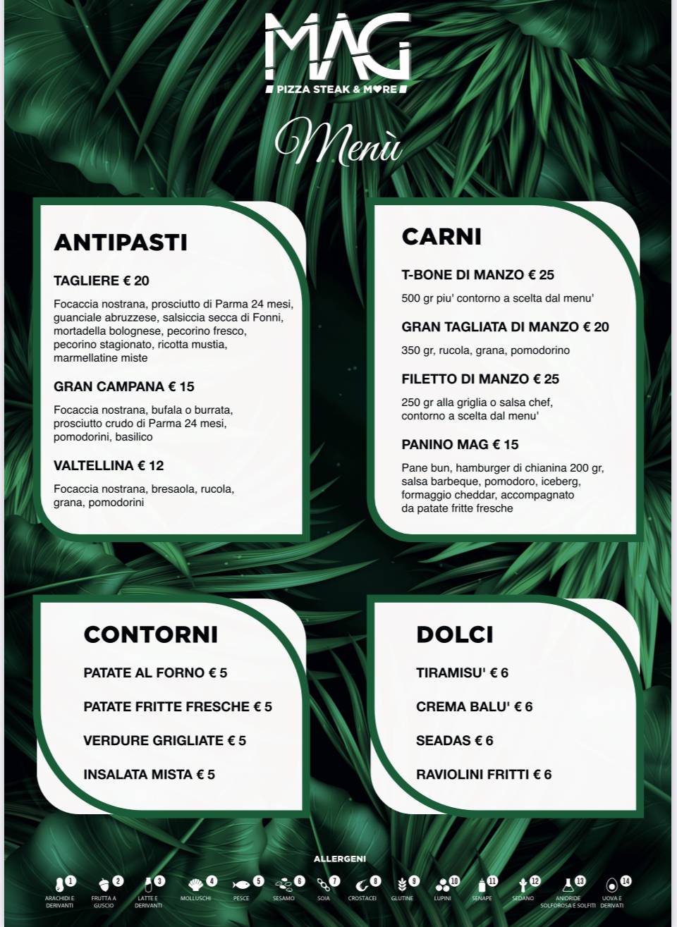 Menu di MAG - Magazzini Sensoriali 