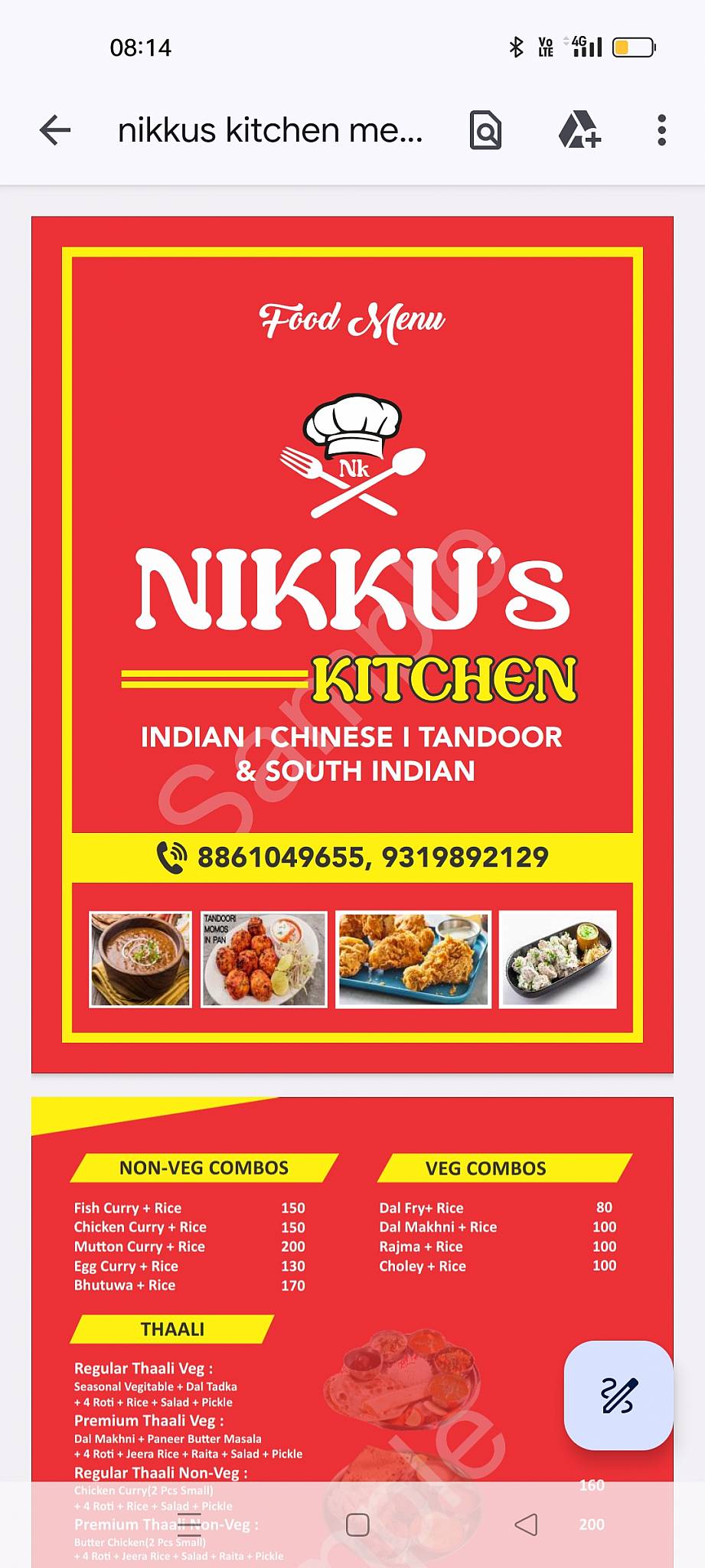 Nikku's Kitchen menu