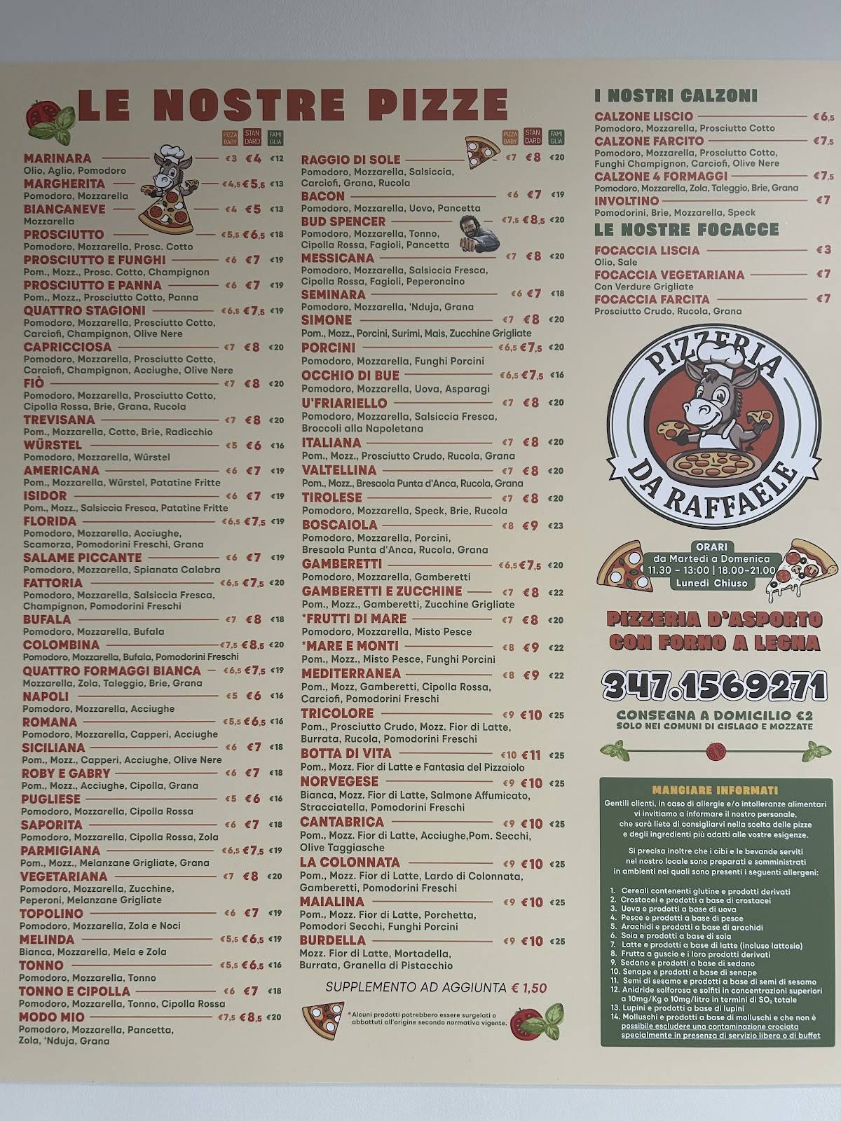 Menu di Pizzeria Da Raffaele 