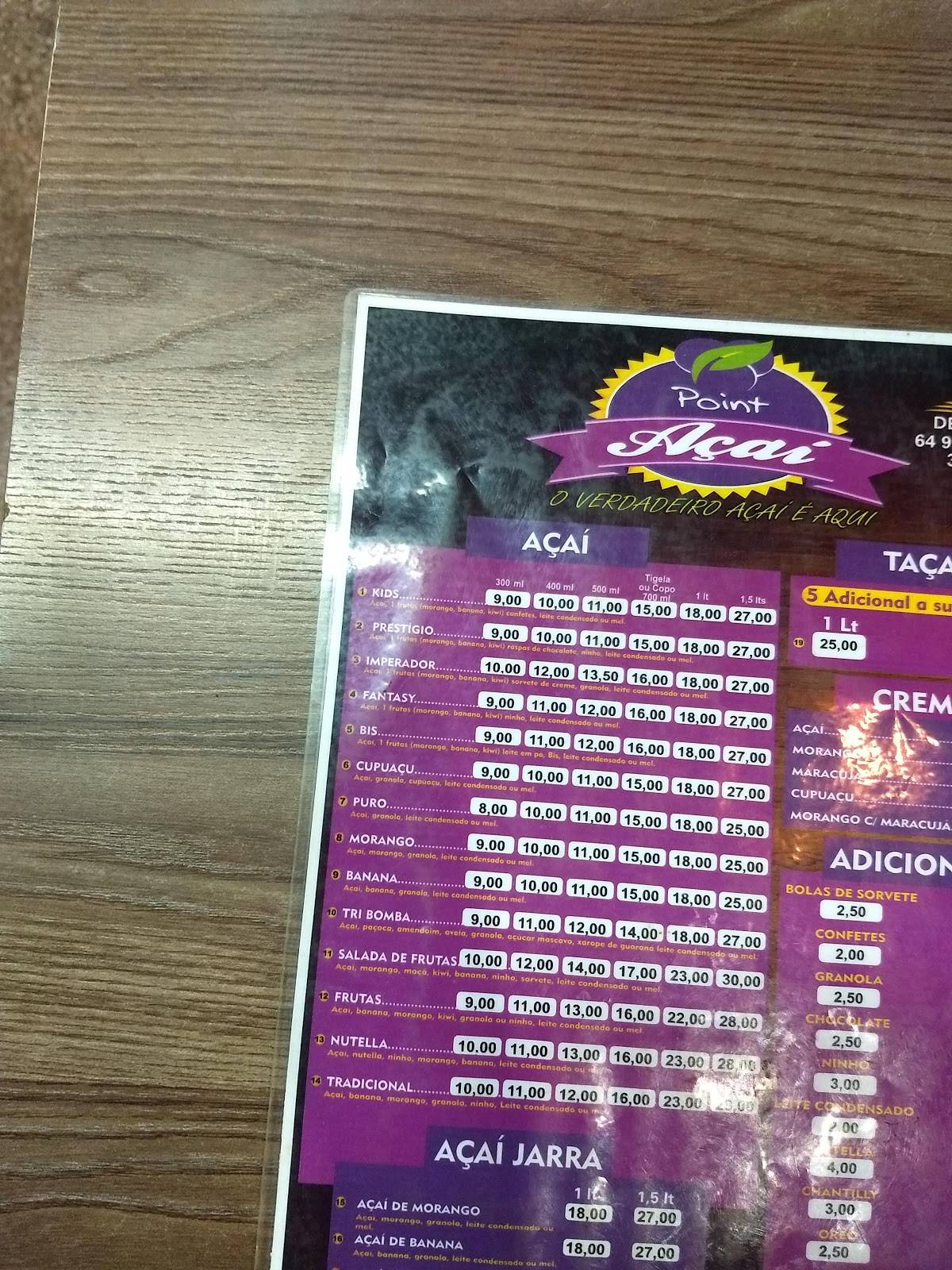 Point Do Acai cardápio