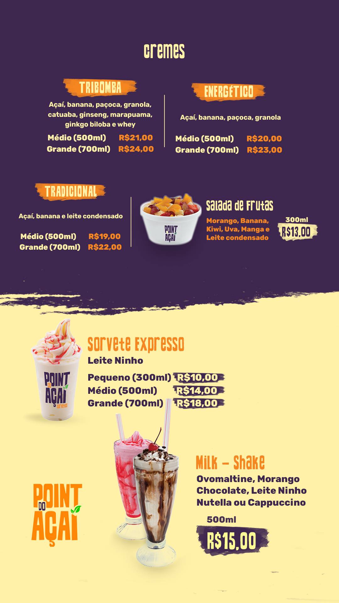 Point do Açaí cardápio