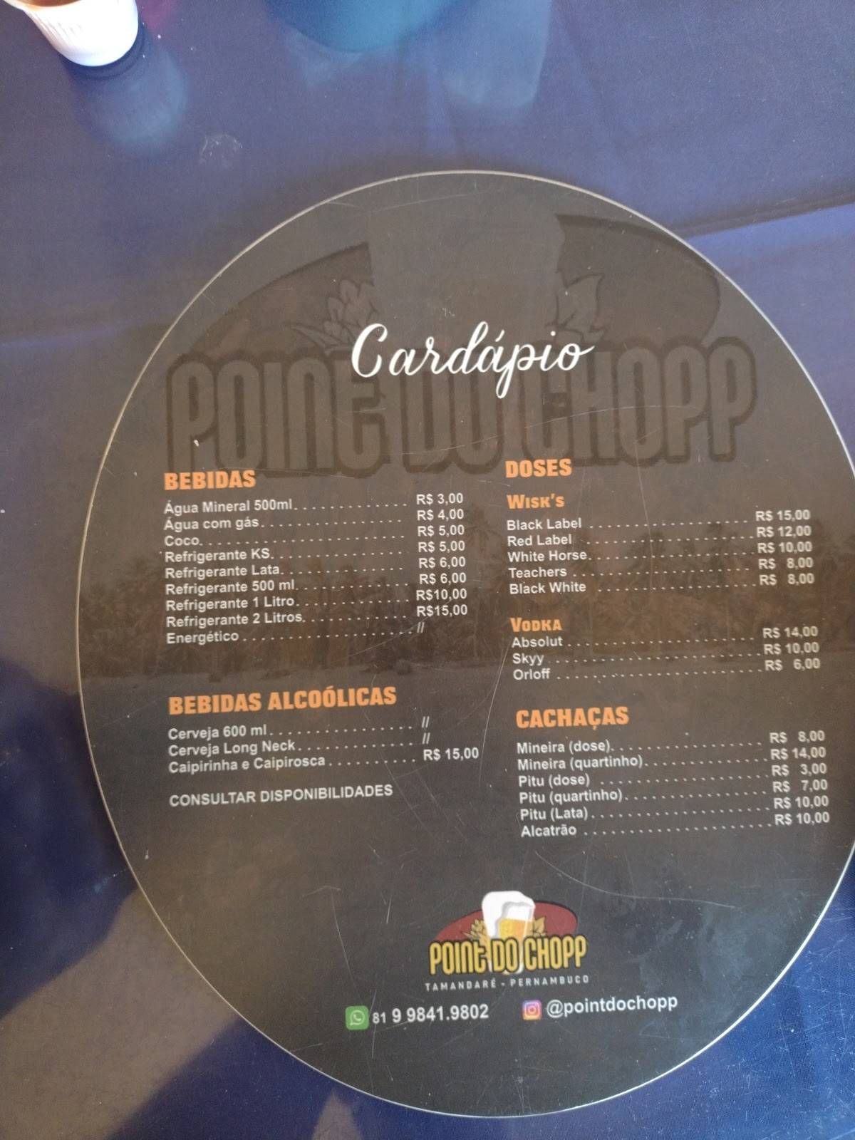 Point do chopp cardápio