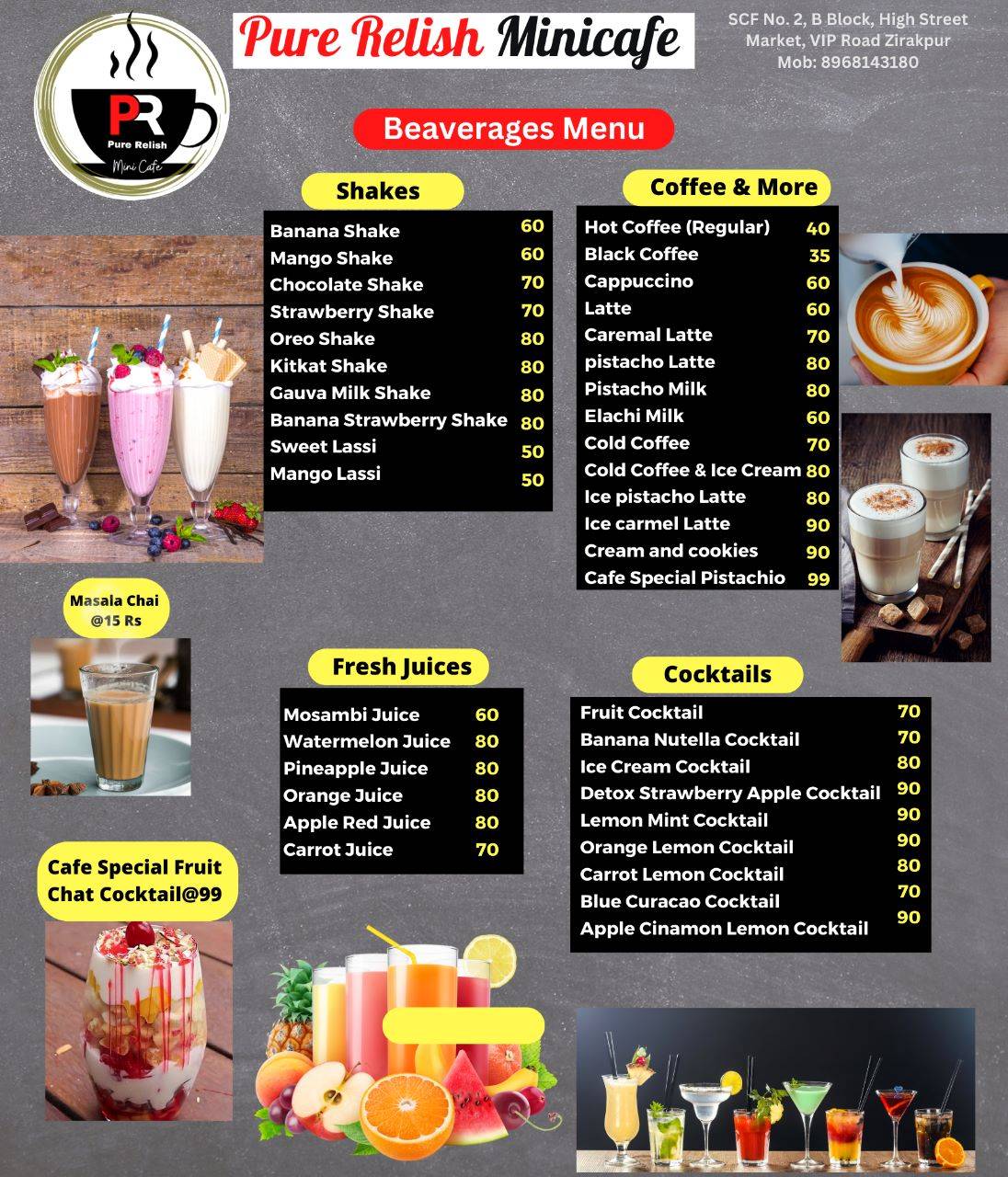 Pure Relish MiniCafe menu