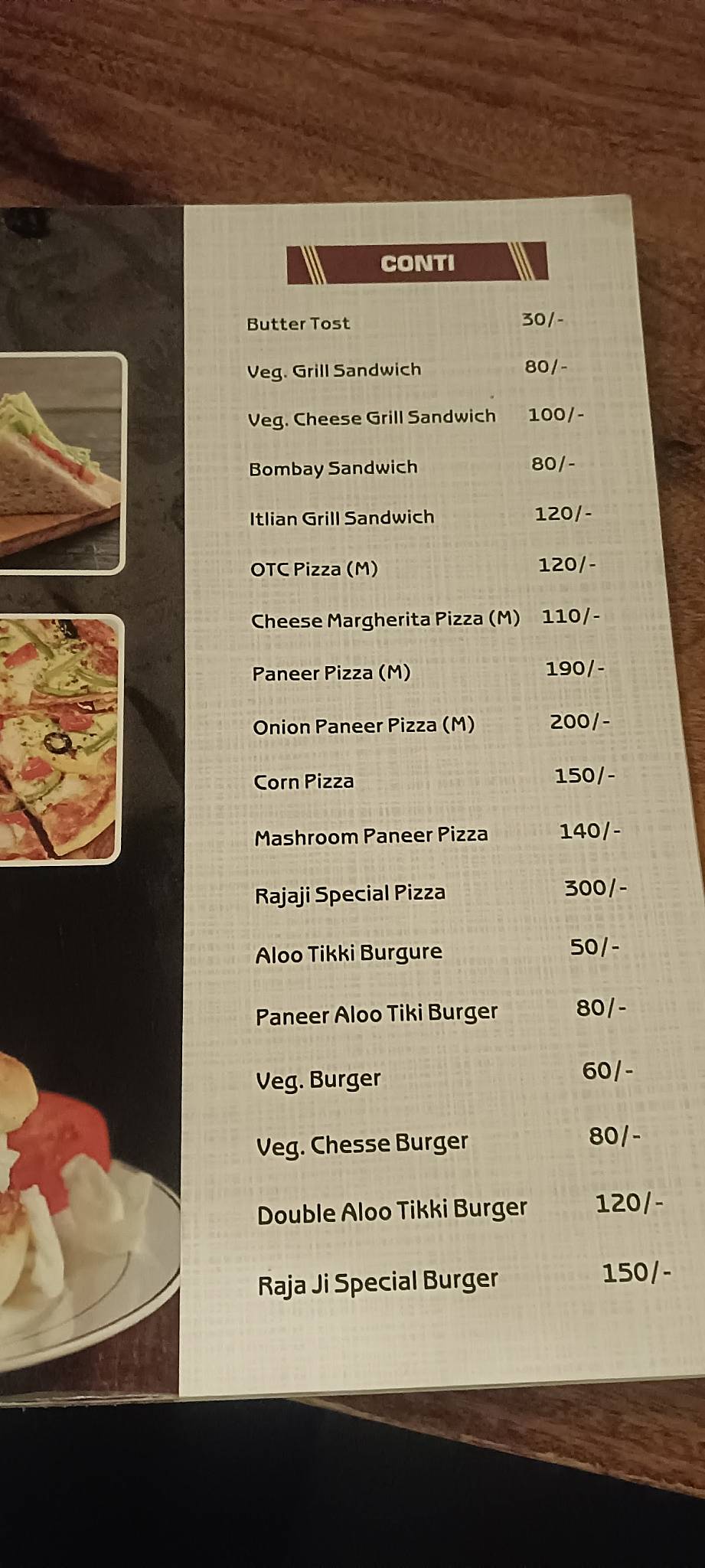 Raja Ji Restaurant menu