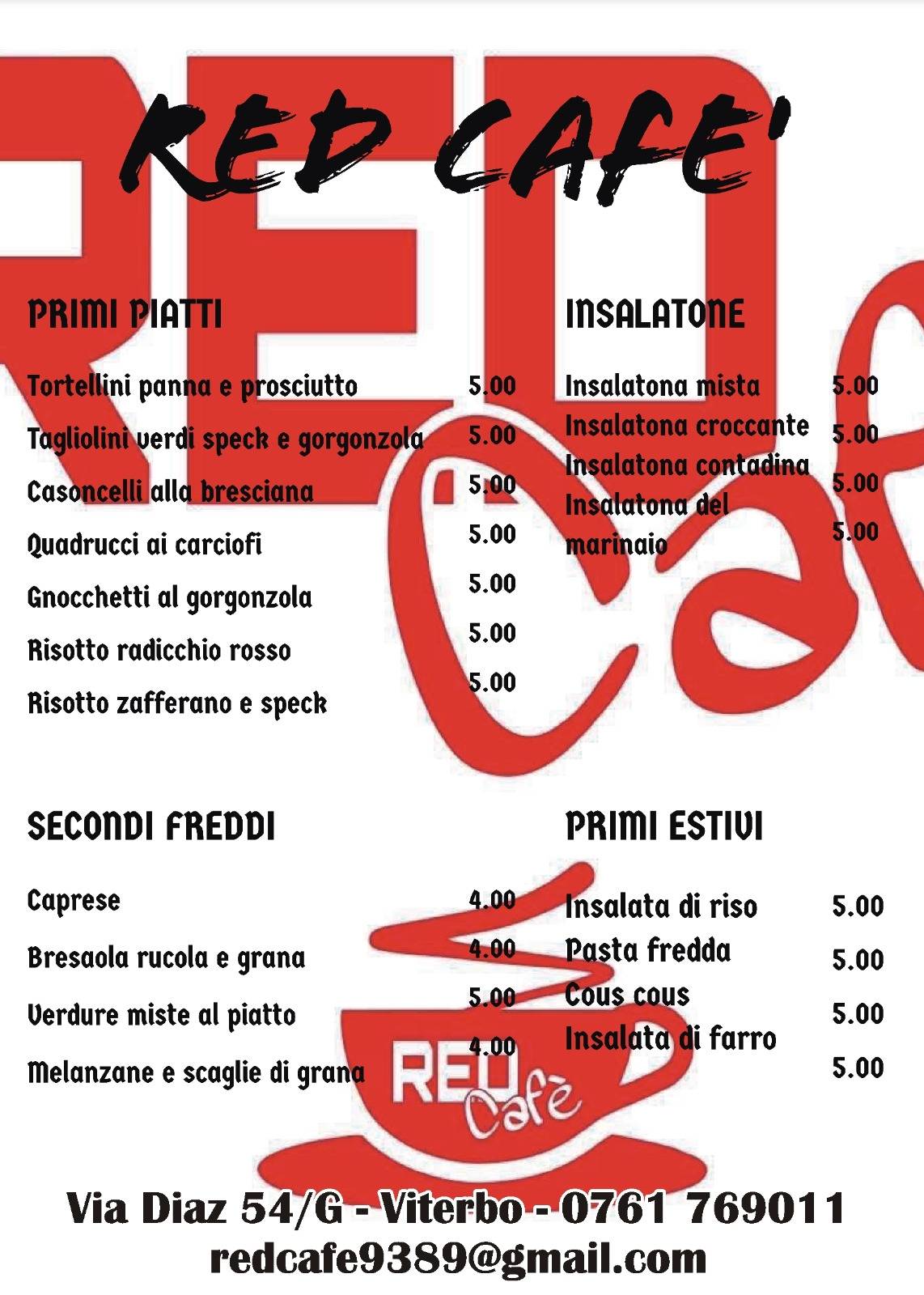 Menu di Red Cafe' 